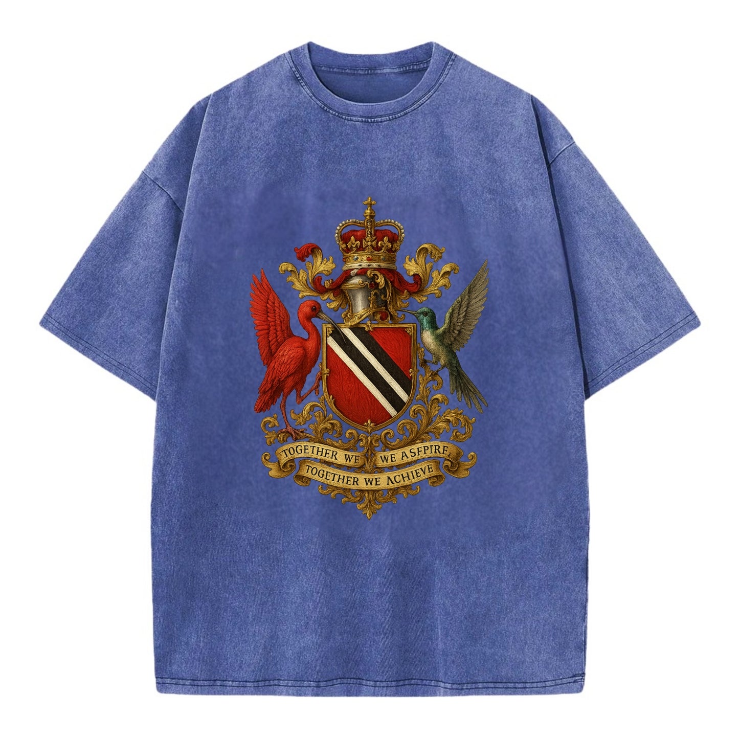 Trinidad Scarlet Ibis Emblem - Vintage T-shirt - Blue