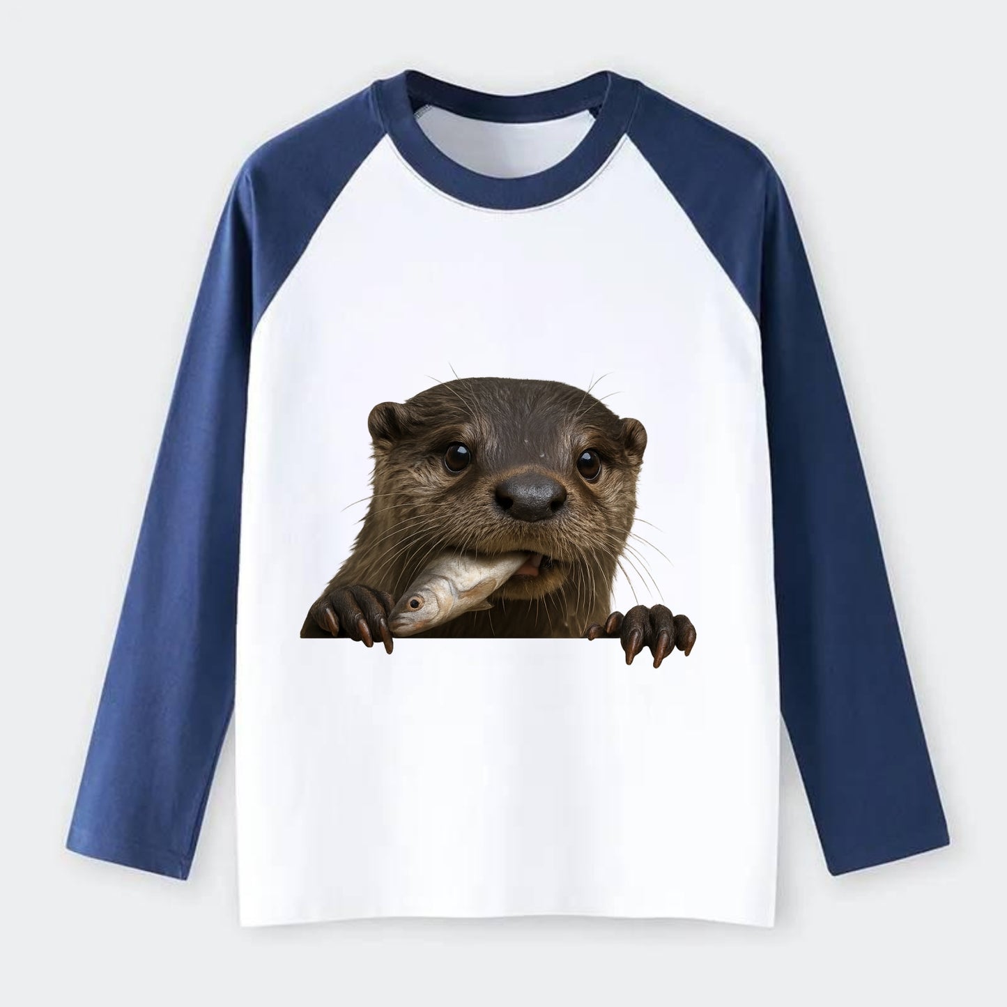 River Otter - Raglan Long Sleeve T-Shirt - Blue