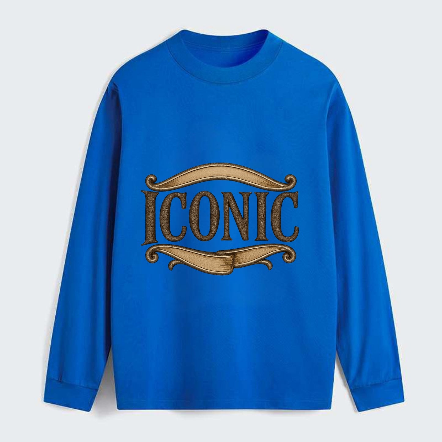 Bold typography design - "ICONIC" - instantly recognizable, trendsetter - Classic Long Sleeve Shirt - Blue
