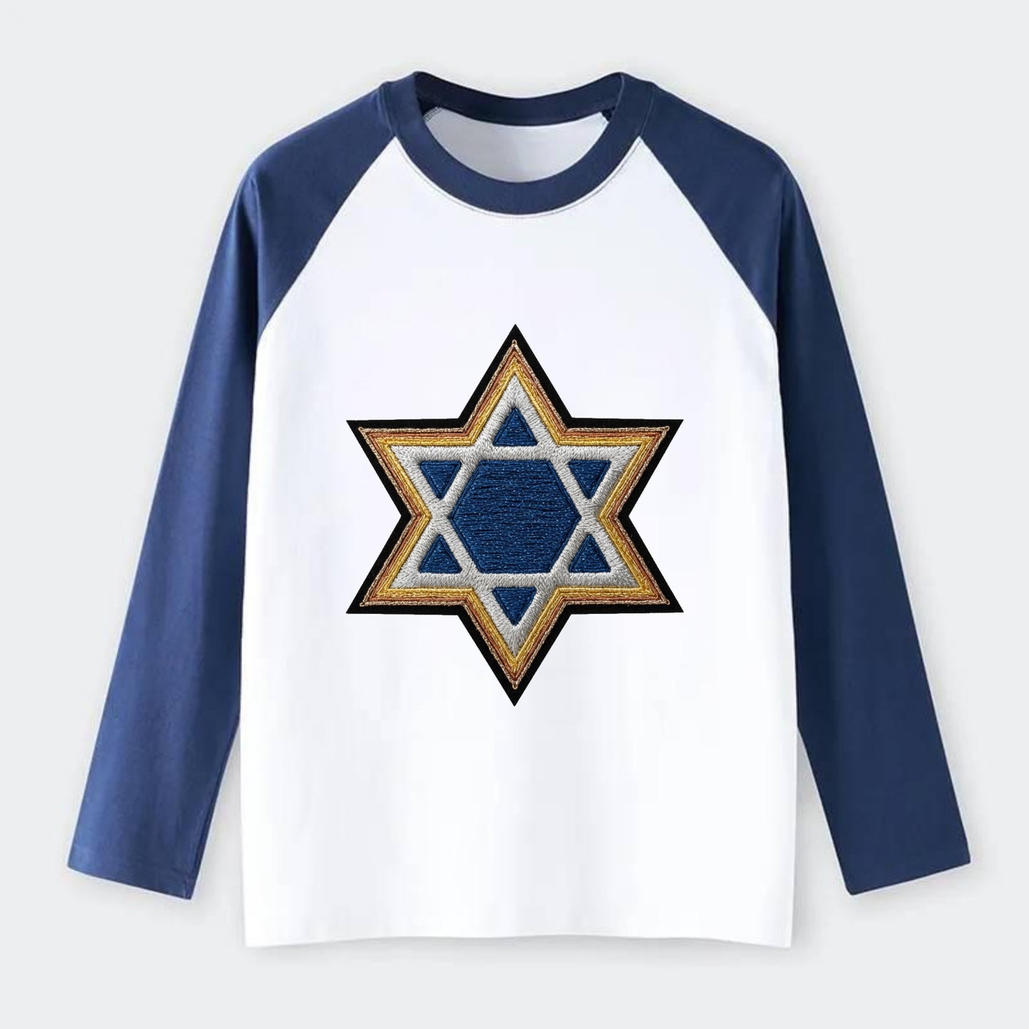 Star of David - Raglan Long Sleeve T-Shirt - Blue