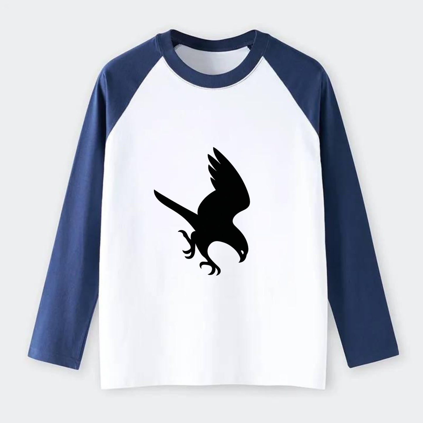 Hawk diving for prey - Raglan Long Sleeve T-Shirt - Blue