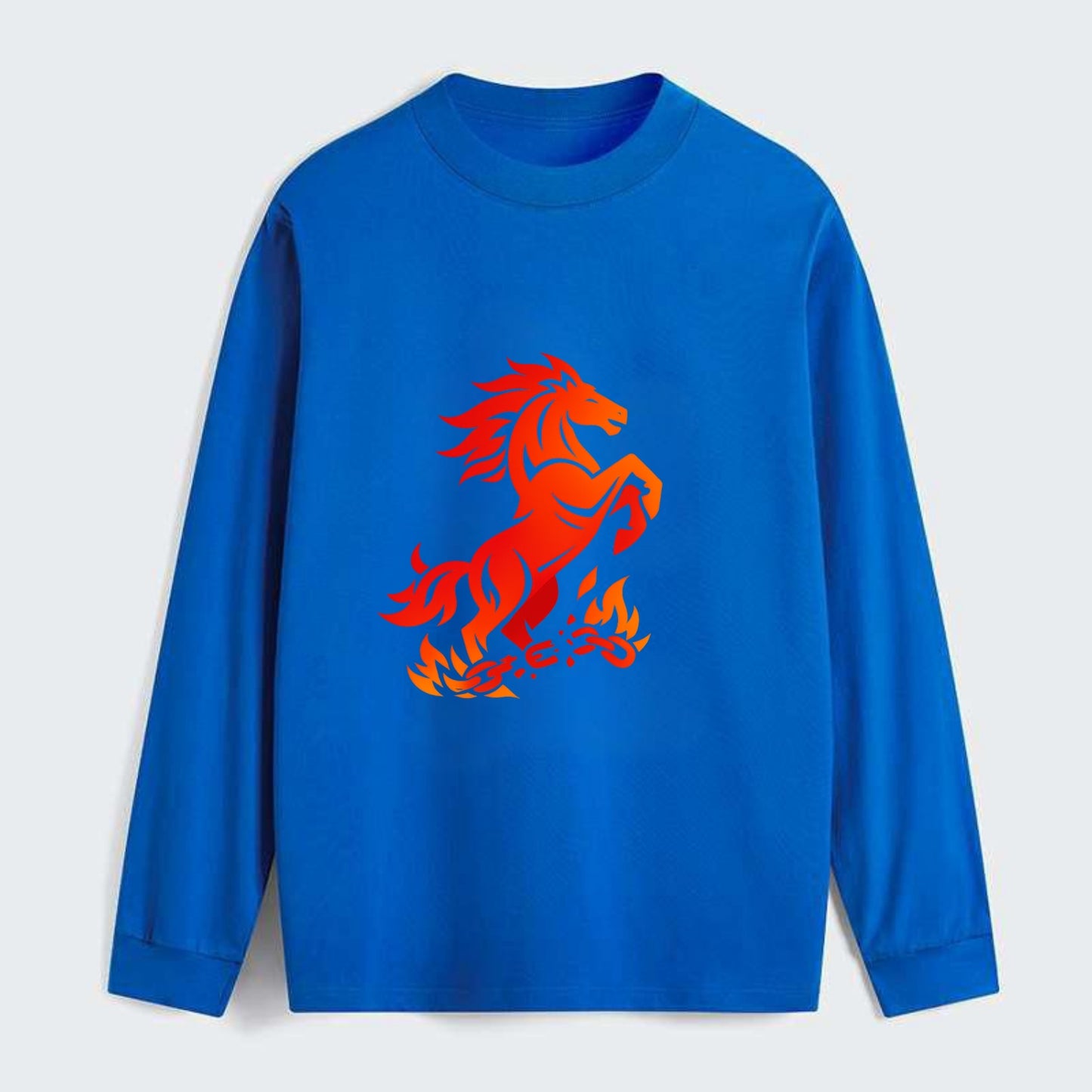 FREEDOM FLAMES | Wild horse breaking fire chains | Liberation | - Classic Long Sleeve Shirt - Blue