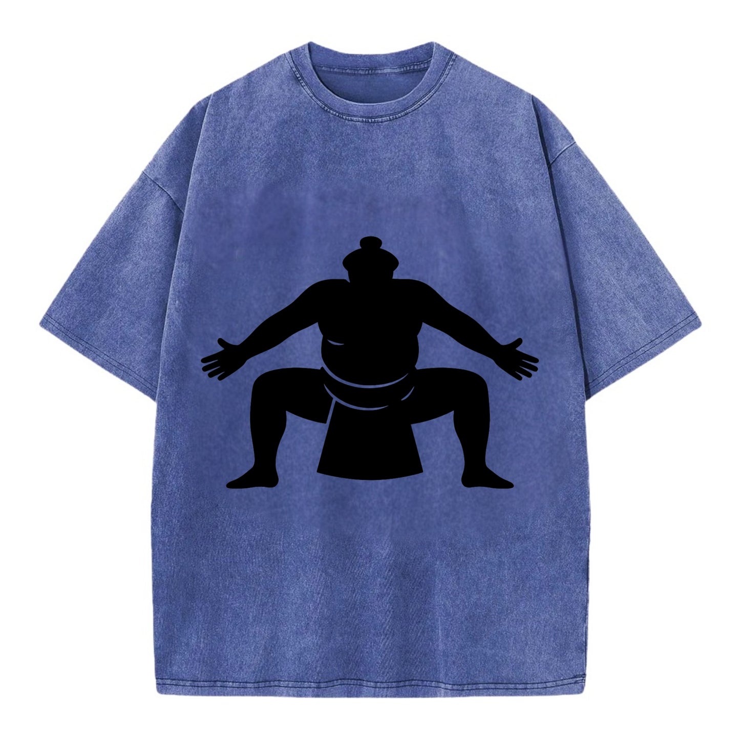 Japanese sumo wrestler ceremonial stance - Vintage T-shirt - Blue