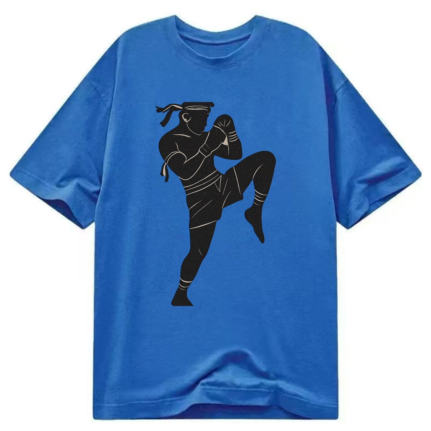 Muay Thai fighter with knee strike - Classic T-shirt - Blue