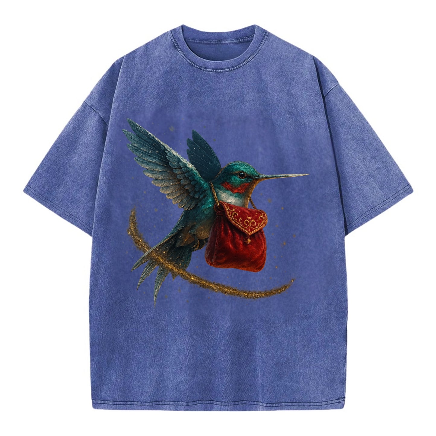 Frostbite Hummingbird Courier - Vintage T-shirt - Blue