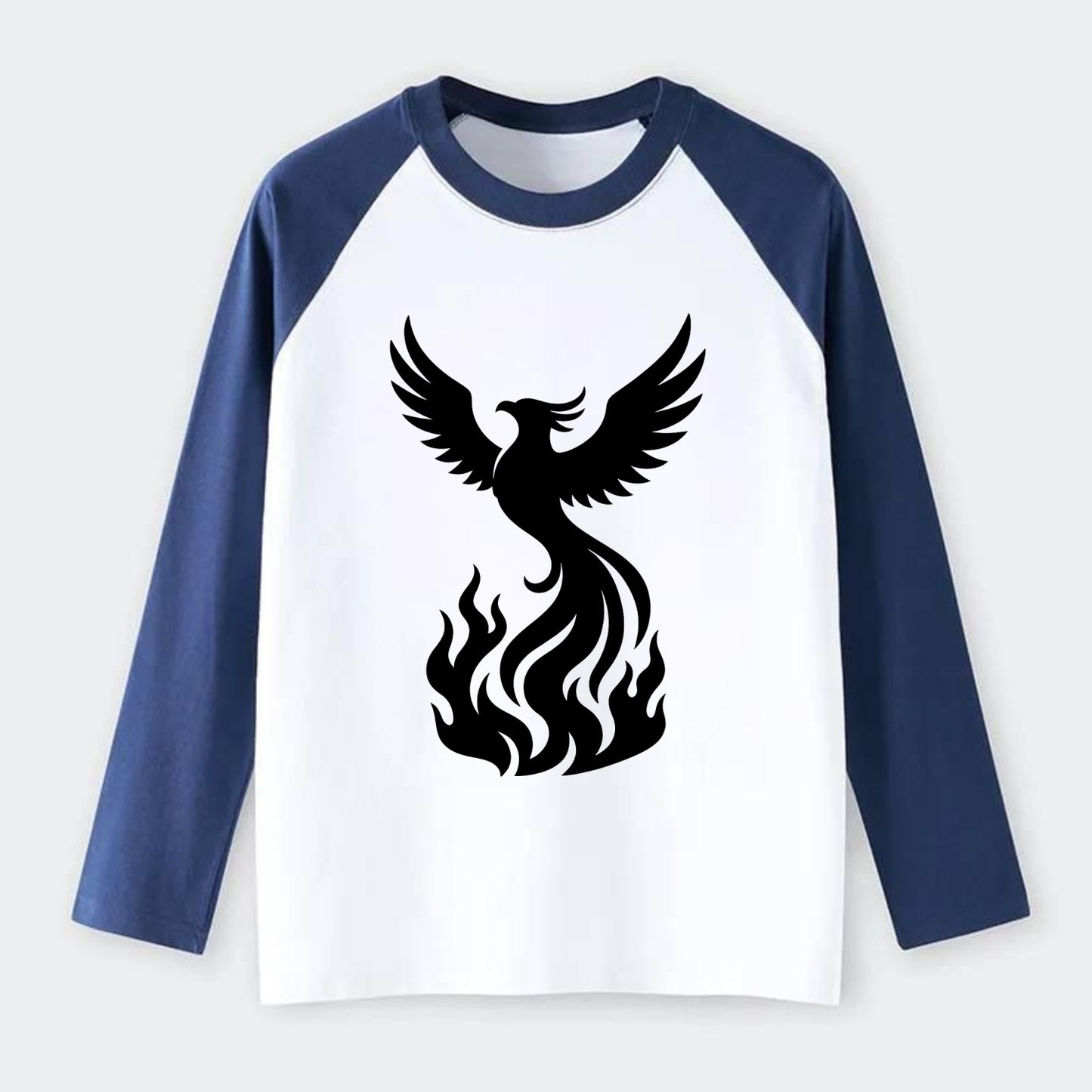 Phoenix rising from flames - Raglan Long Sleeve T-Shirt - Blue