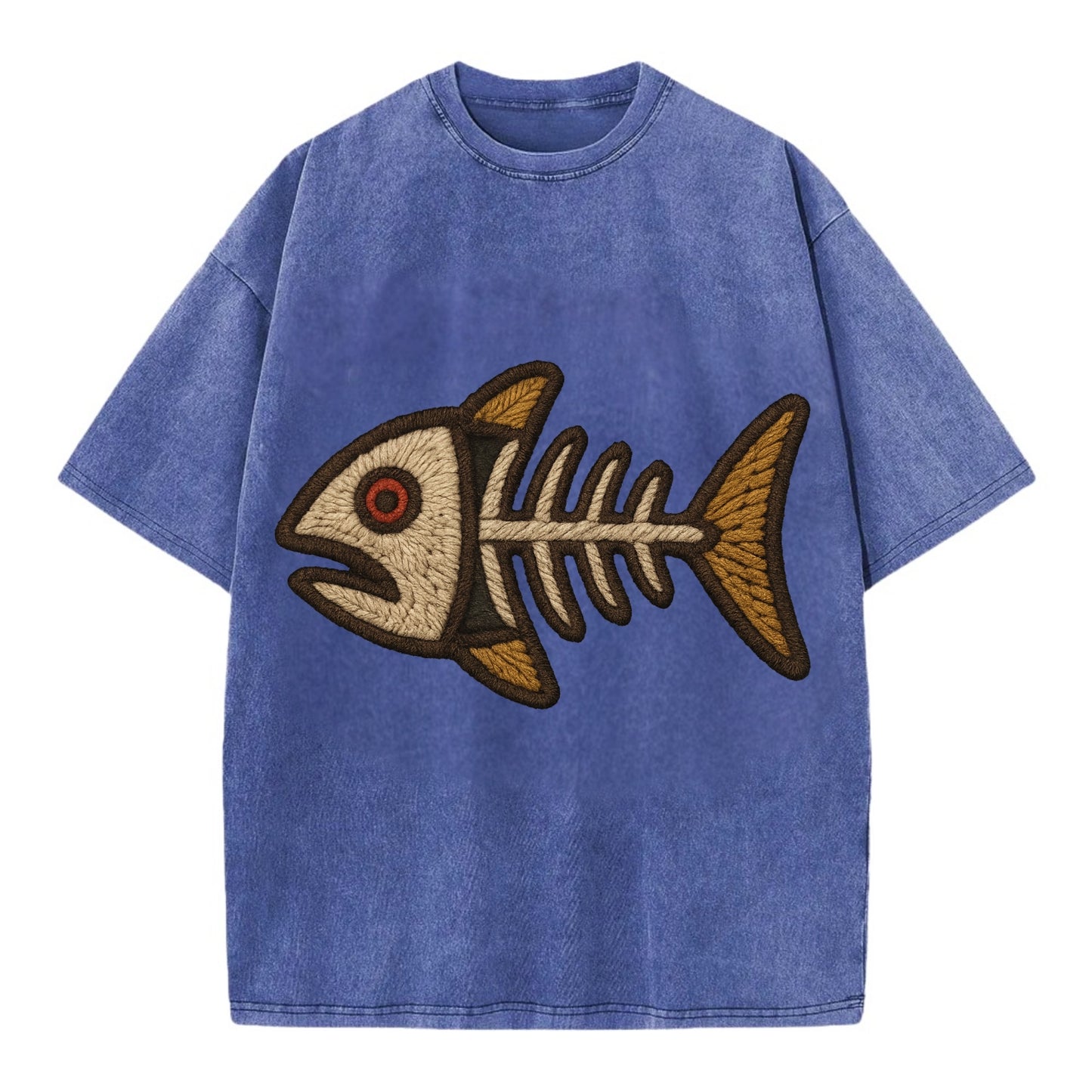 Fish Skeleton - Vintage T-shirt - Blue