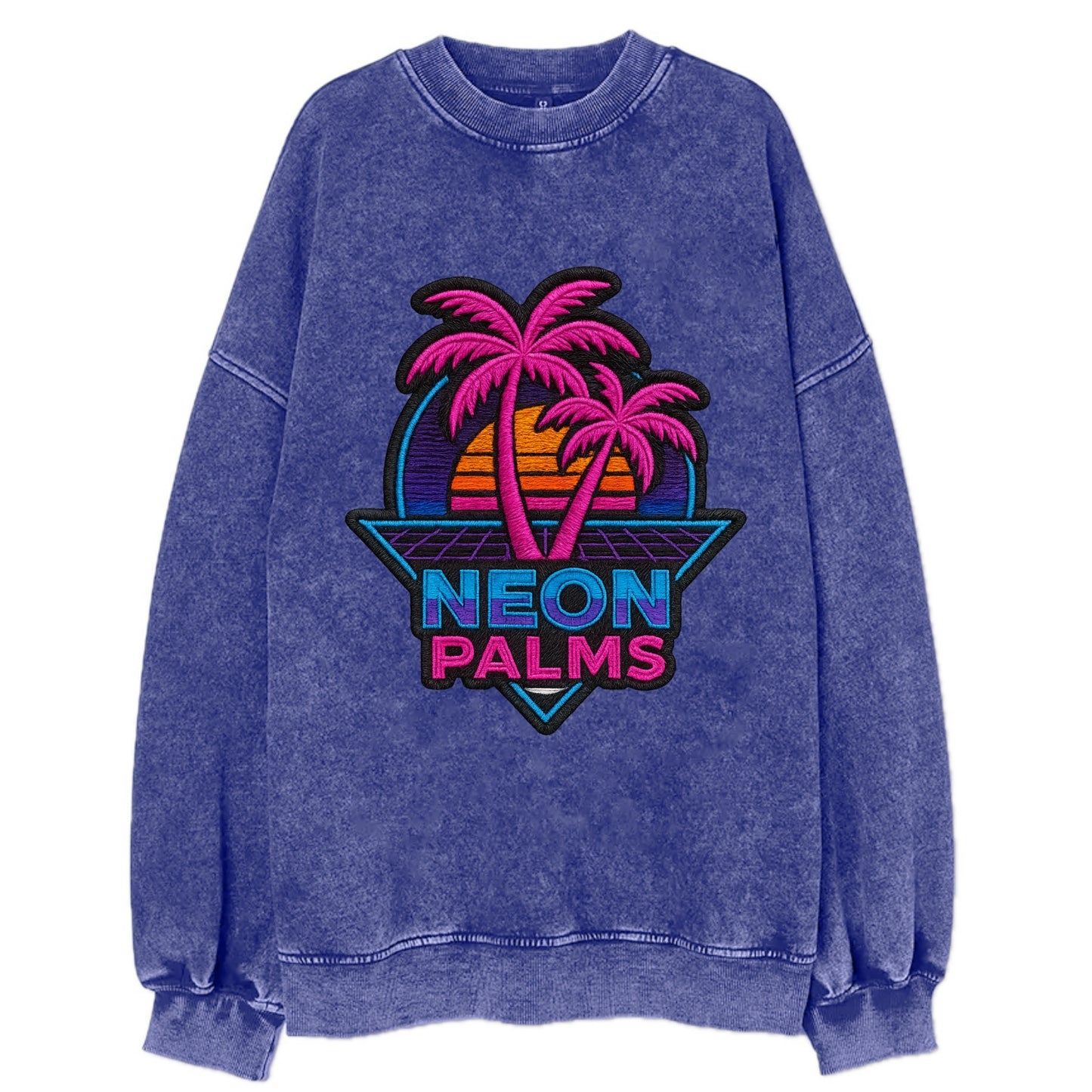 Neon Palms - Vintage Sweatshirt - Blue