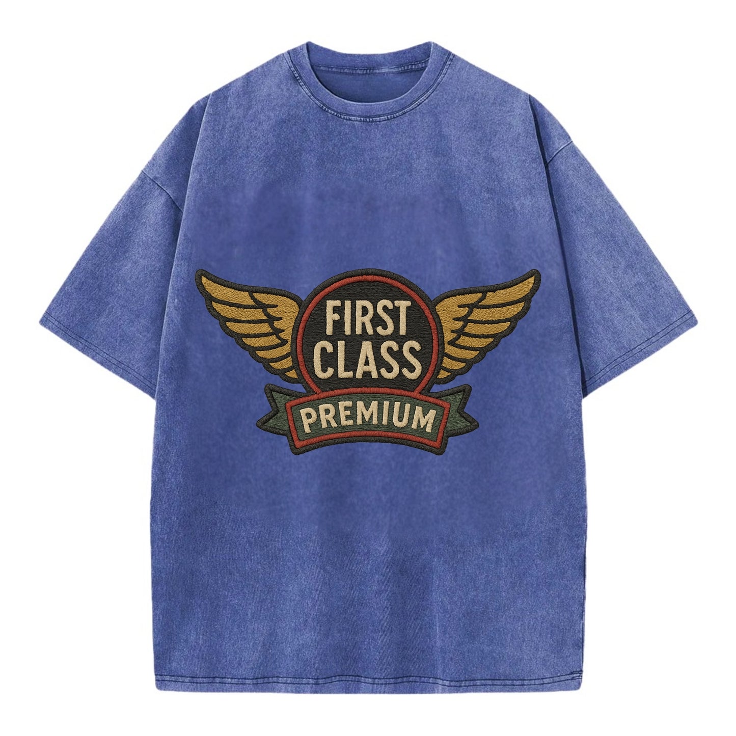 First Class Emblem - Vintage T-shirt - Blue