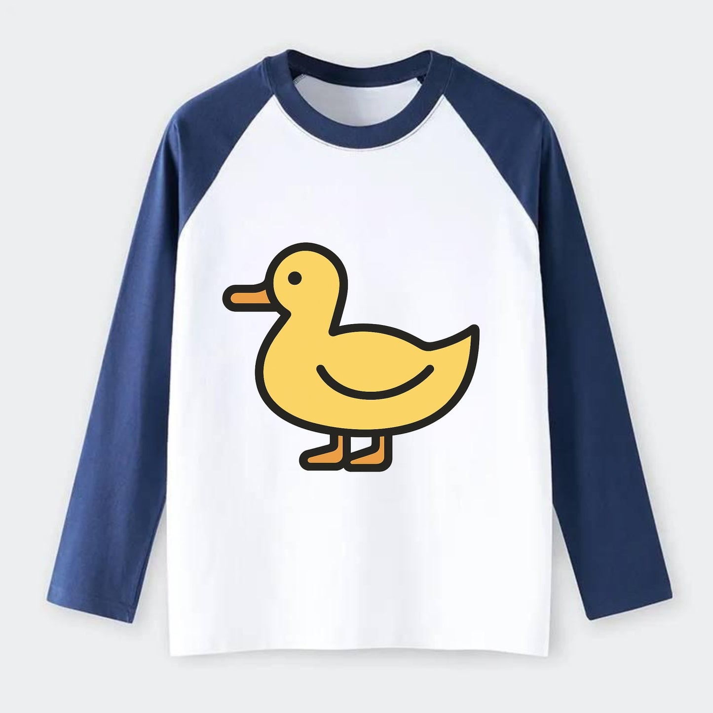 Duck - Yellow mallard flat side profile - Raglan Long Sleeve T-Shirt - Blue