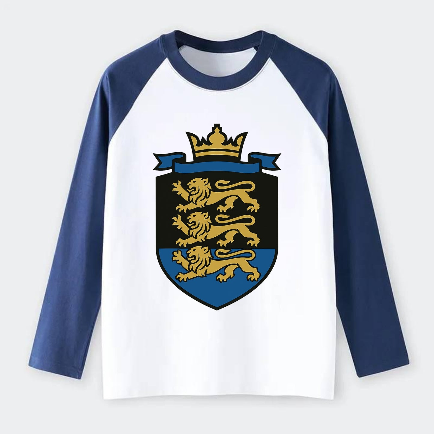 Estonia Royal Logo - Raglan Long Sleeve T-Shirt - Blue