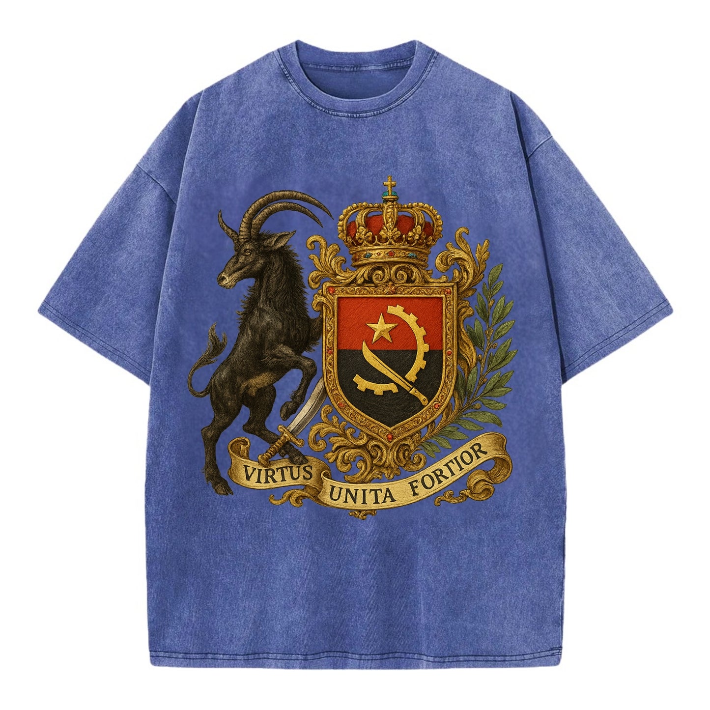 Angola Giant Sable Emblem - Vintage T-shirt - Blue