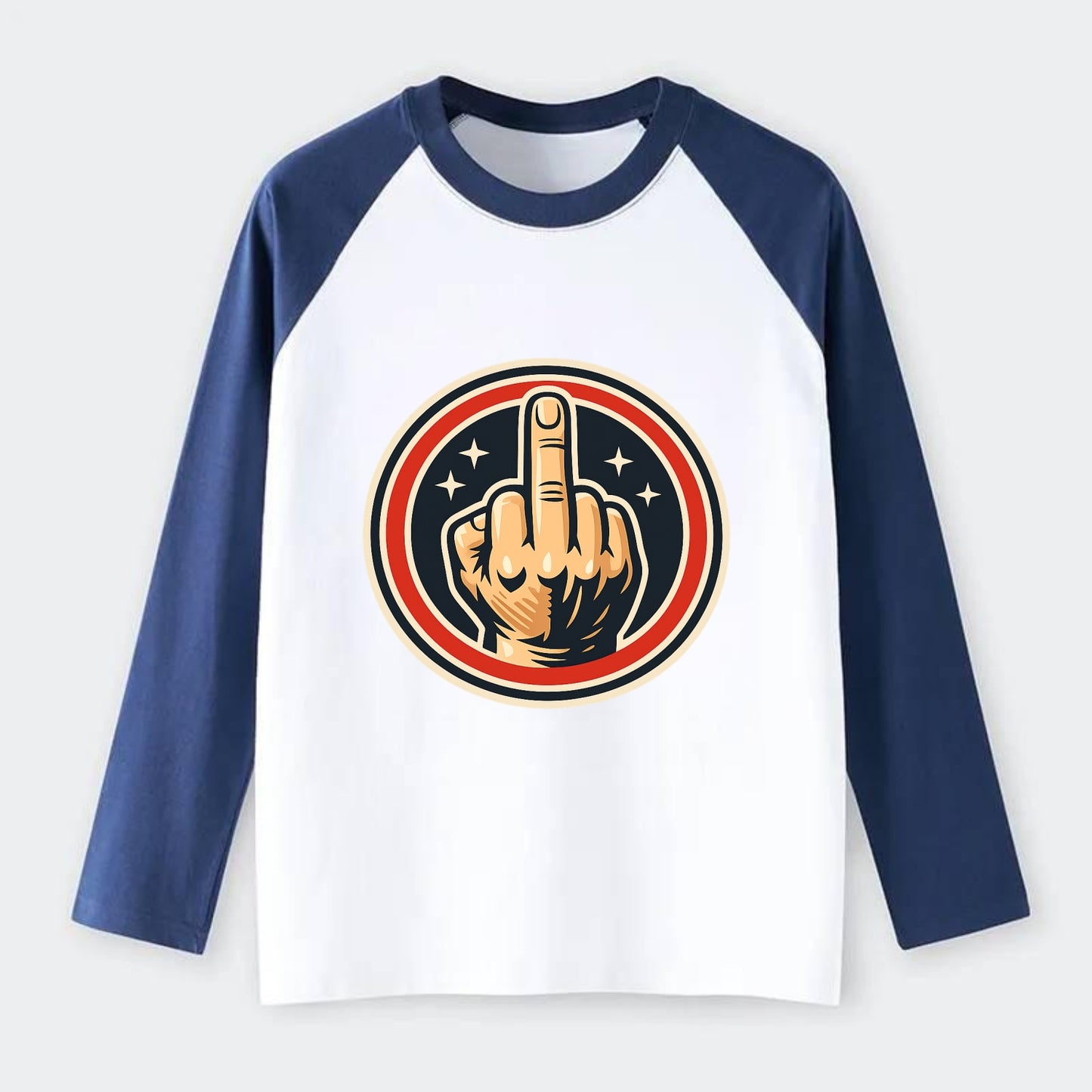 Defiant Spirit Emblem - Raglan Long Sleeve T-Shirt - Blue