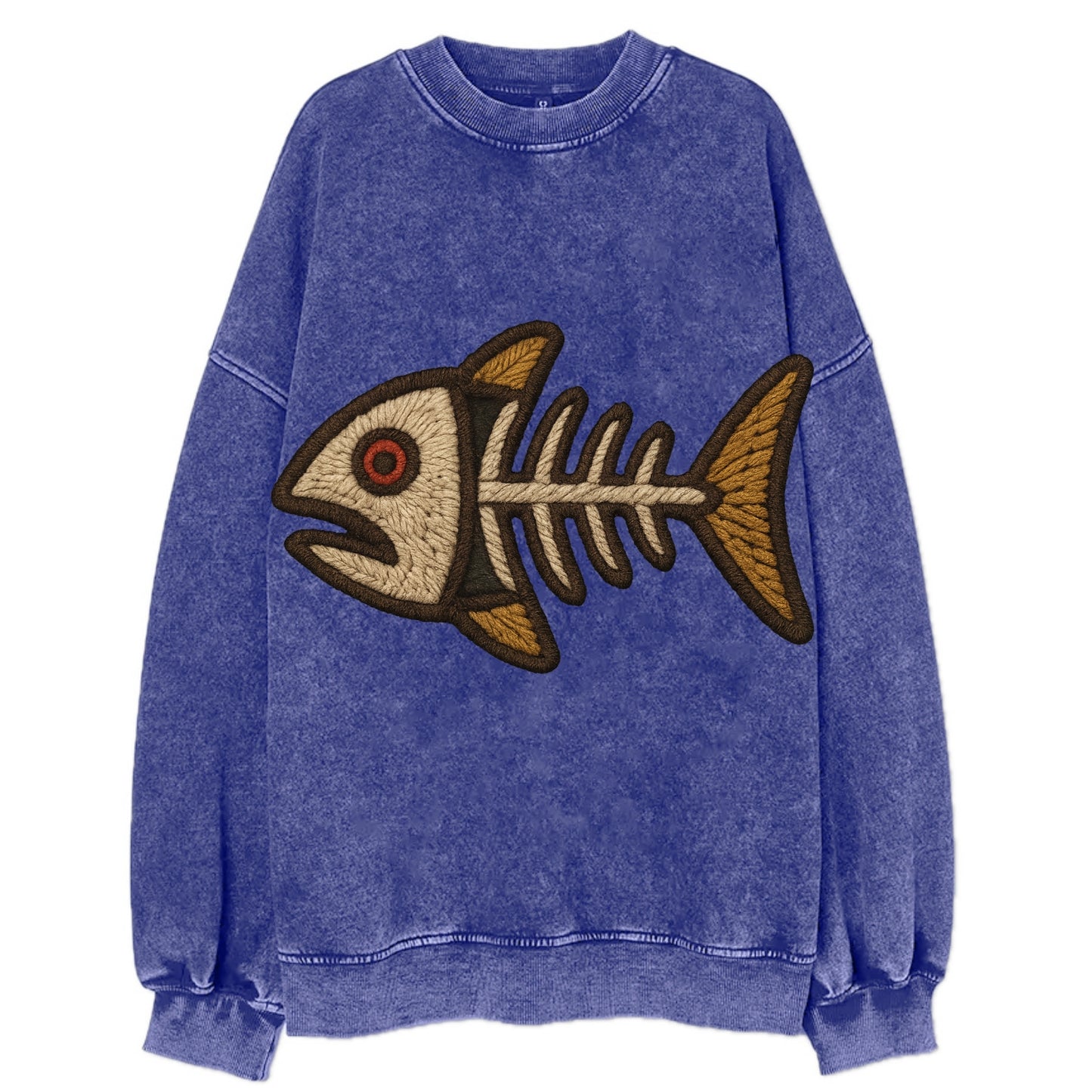 Fish Skeleton - Vintage Sweatshirt - Blue