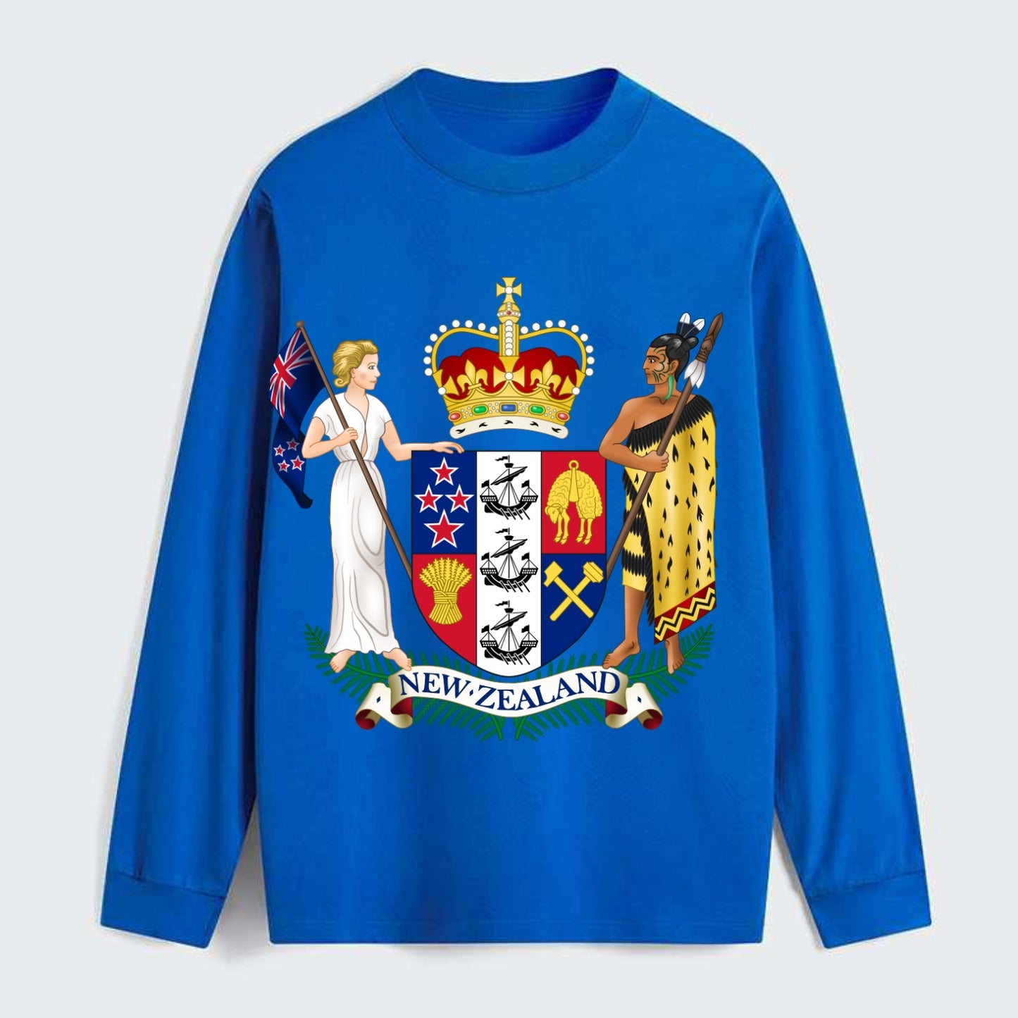 Coat Of Arms Of New Zealand - Classic Long Sleeve Shirt - Blue