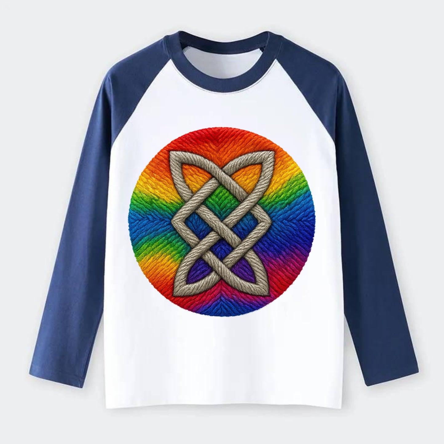 Celtic Shield Knot - Raglan Long Sleeve T-Shirt - Blue