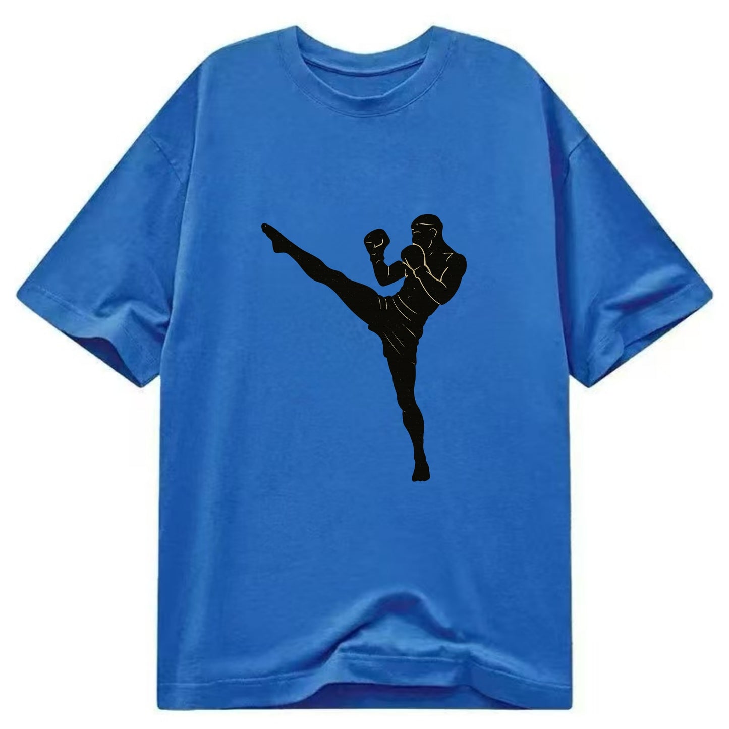 Kickboxer delivering roundhouse kick - Classic T-shirt - Blue