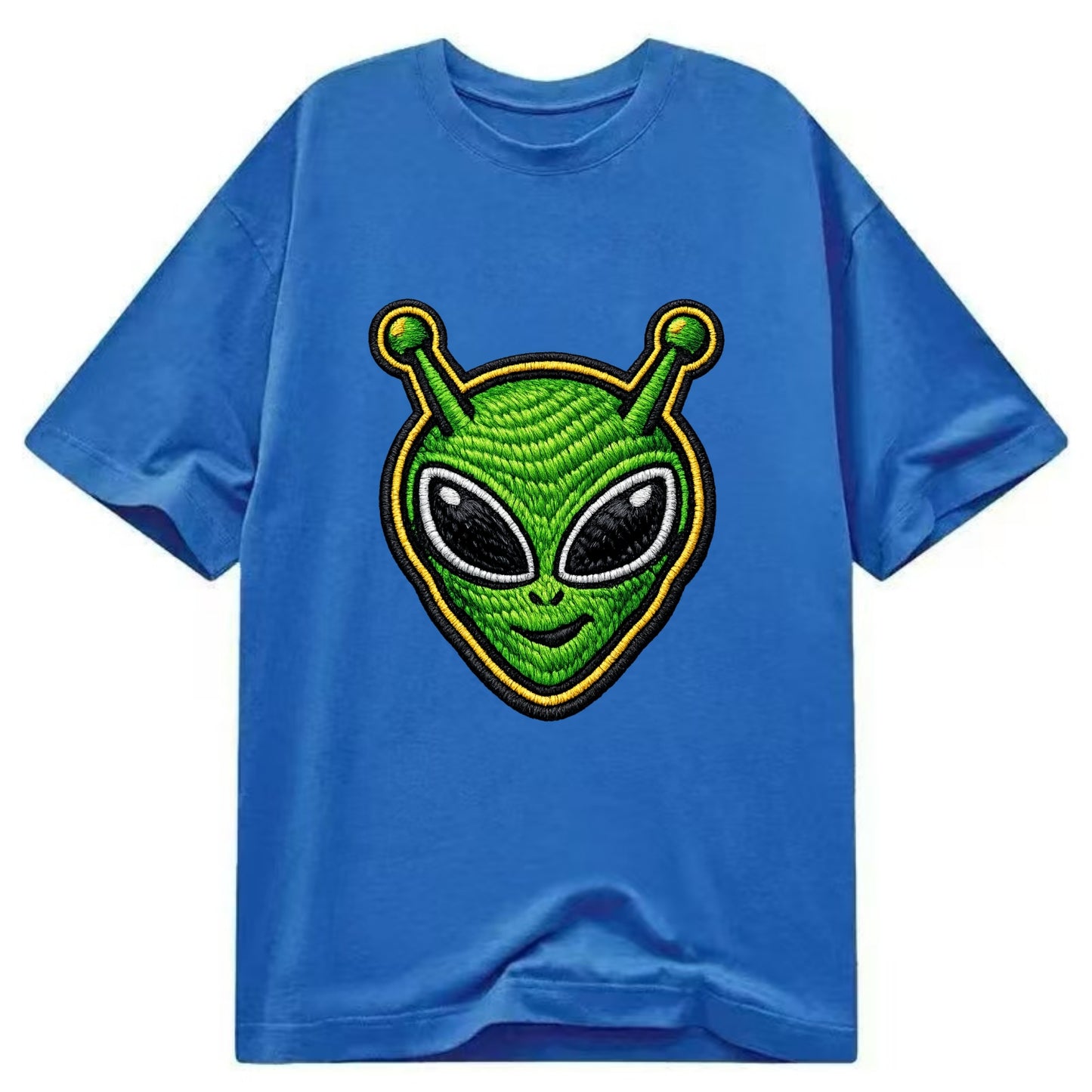 ALIEN MARTIAN - green alien with antenna in green , little green man - Classic T-shirt - Blue