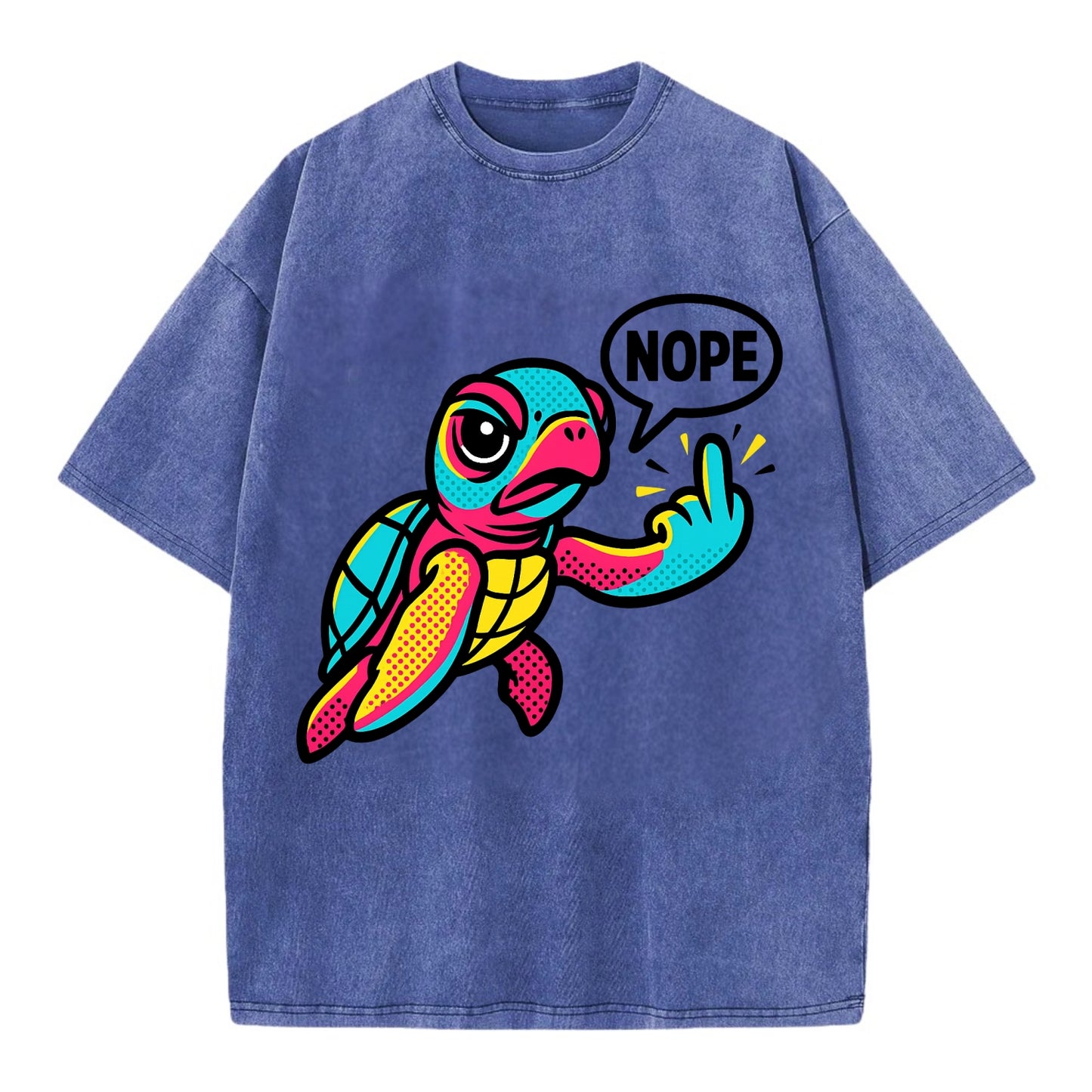 baby sea turtle swimming gracefully, one flipper extended sassily - Vintage T-shirt - Blue