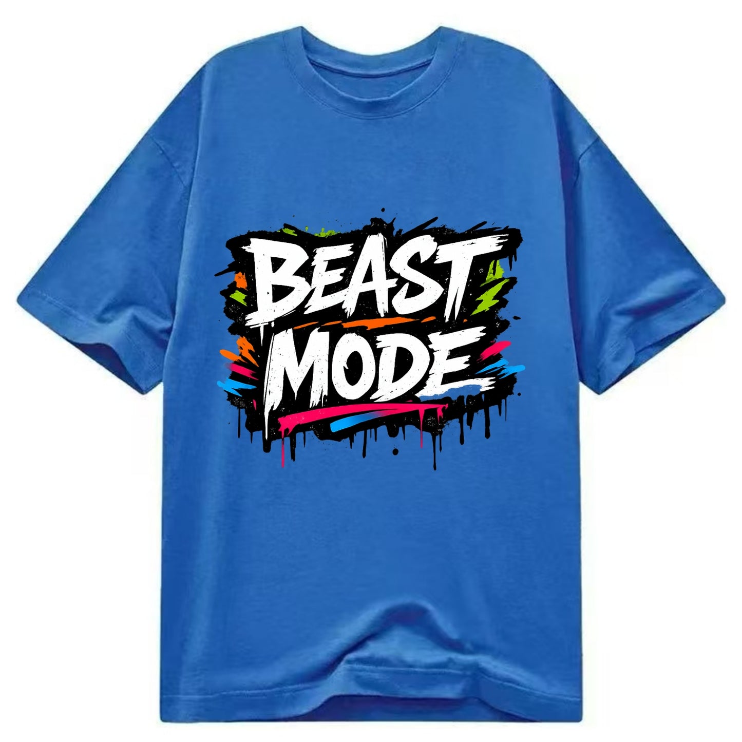 Bold typography design - "BEAST MODE" - intense workout, maximum effort - Classic T-shirt - Blue