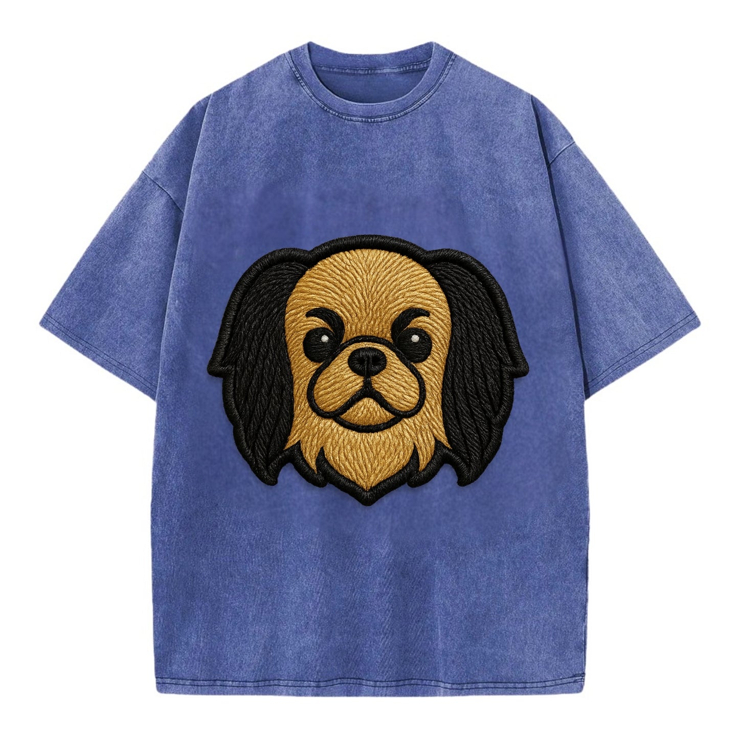 Japanese Chin - Modern flat-face logo wi - Vintage T-shirt - Blue