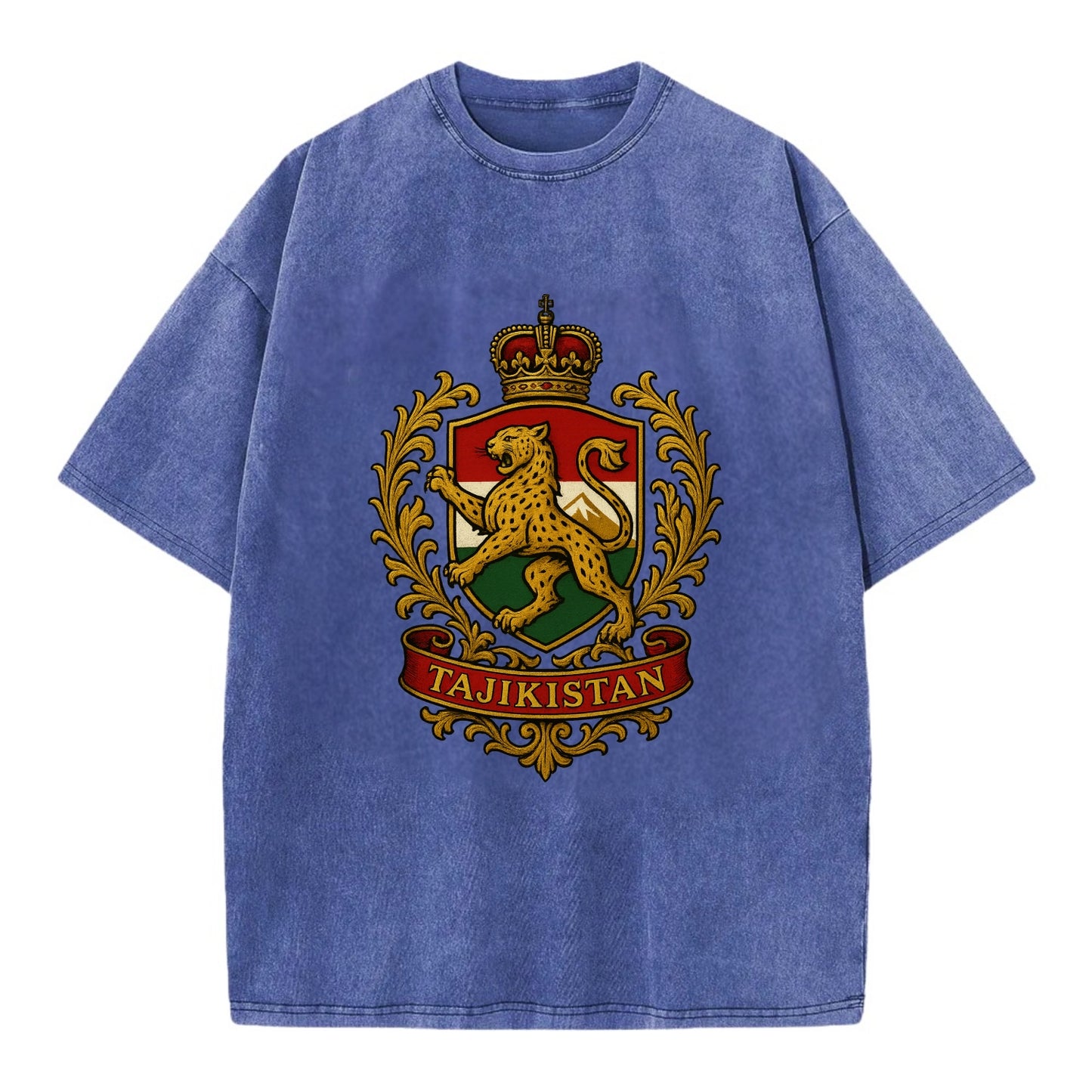 Tajikistan Heritage Badge - Vintage T-shirt - Blue