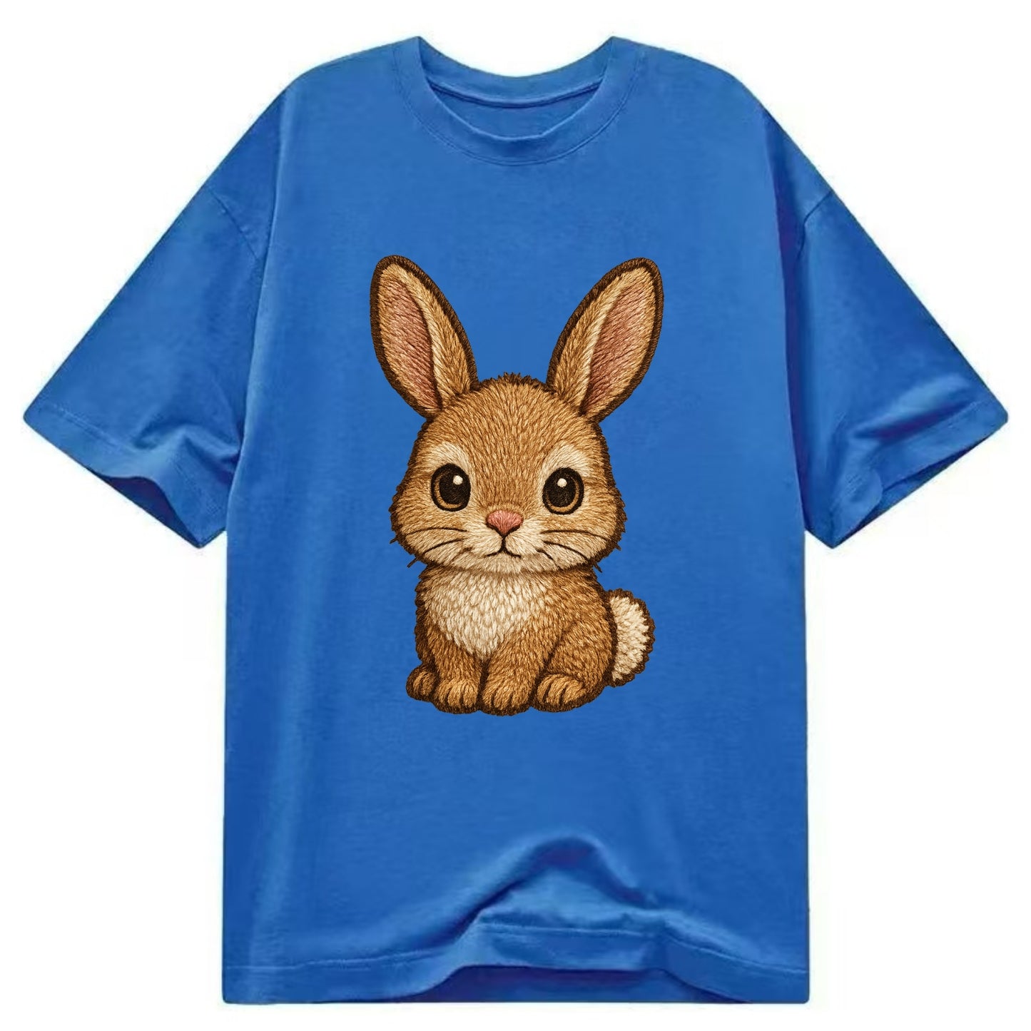 Baby Rabbit - long ears, fluffy white tail, pink nose, large brown eyes, - Classic T-shirt - Blue