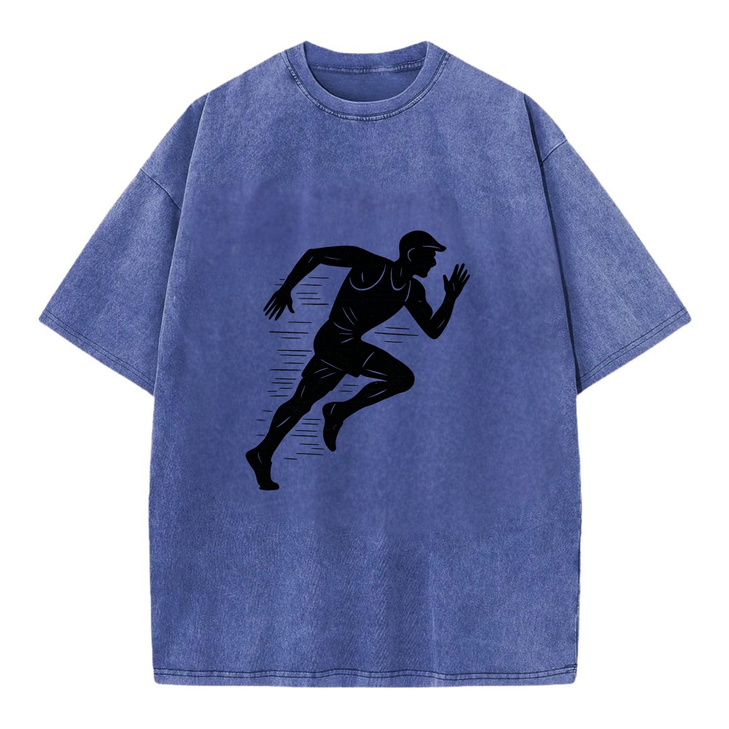 Runner in full stride sprinting - Vintage T-shirt - Blue