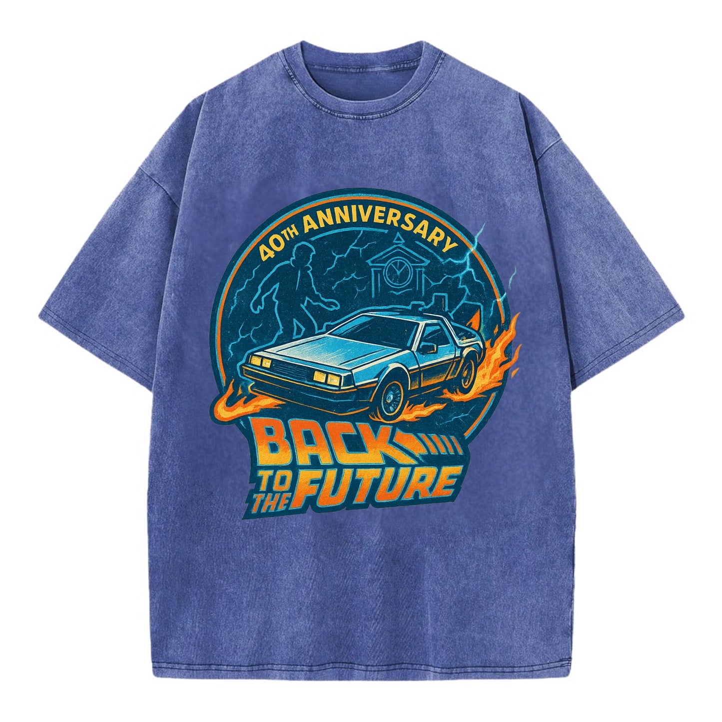 Back To The Future 40th Anniversary - Vintage T-shirt - Blue