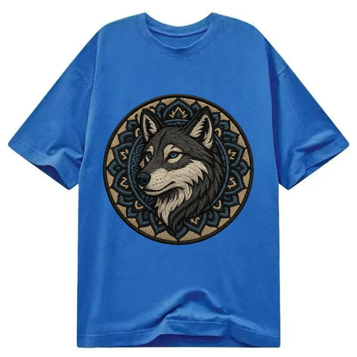 Mandala Wolf Pattern - Classic T-shirt - Blue