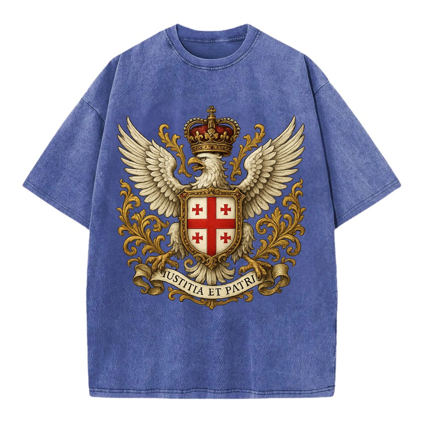 Georgia White Eagle Emblem - Vintage T-shirt - Blue