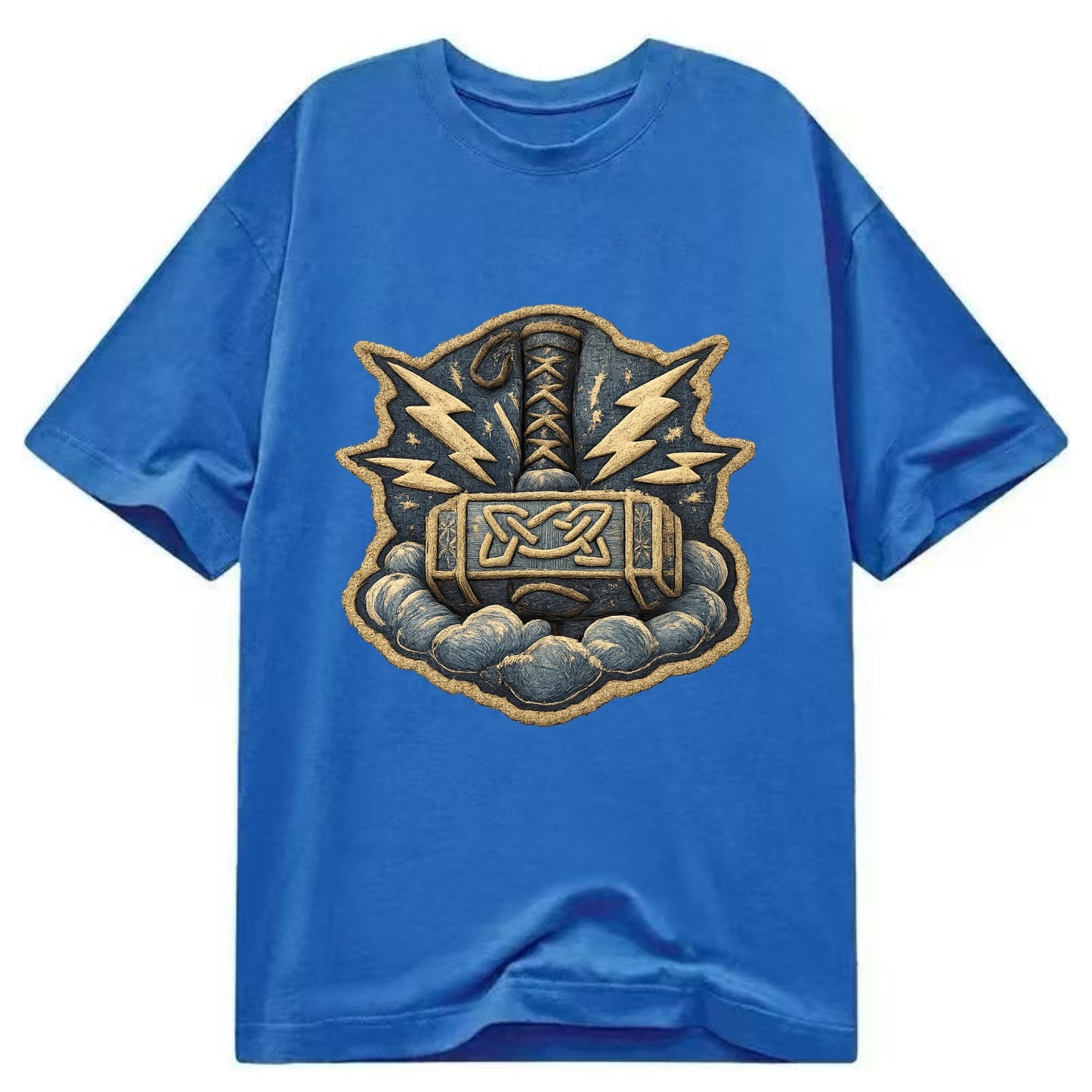 THOR HAMMER MJOLNIR - mighty hammer in silver and blue , thunder god - Classic T-shirt - Blue