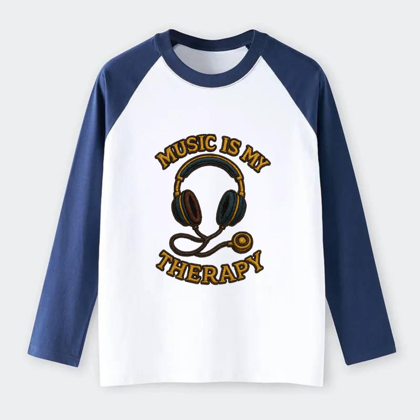 Music Is My Therapy - Raglan Long Sleeve T-Shirt - Blue