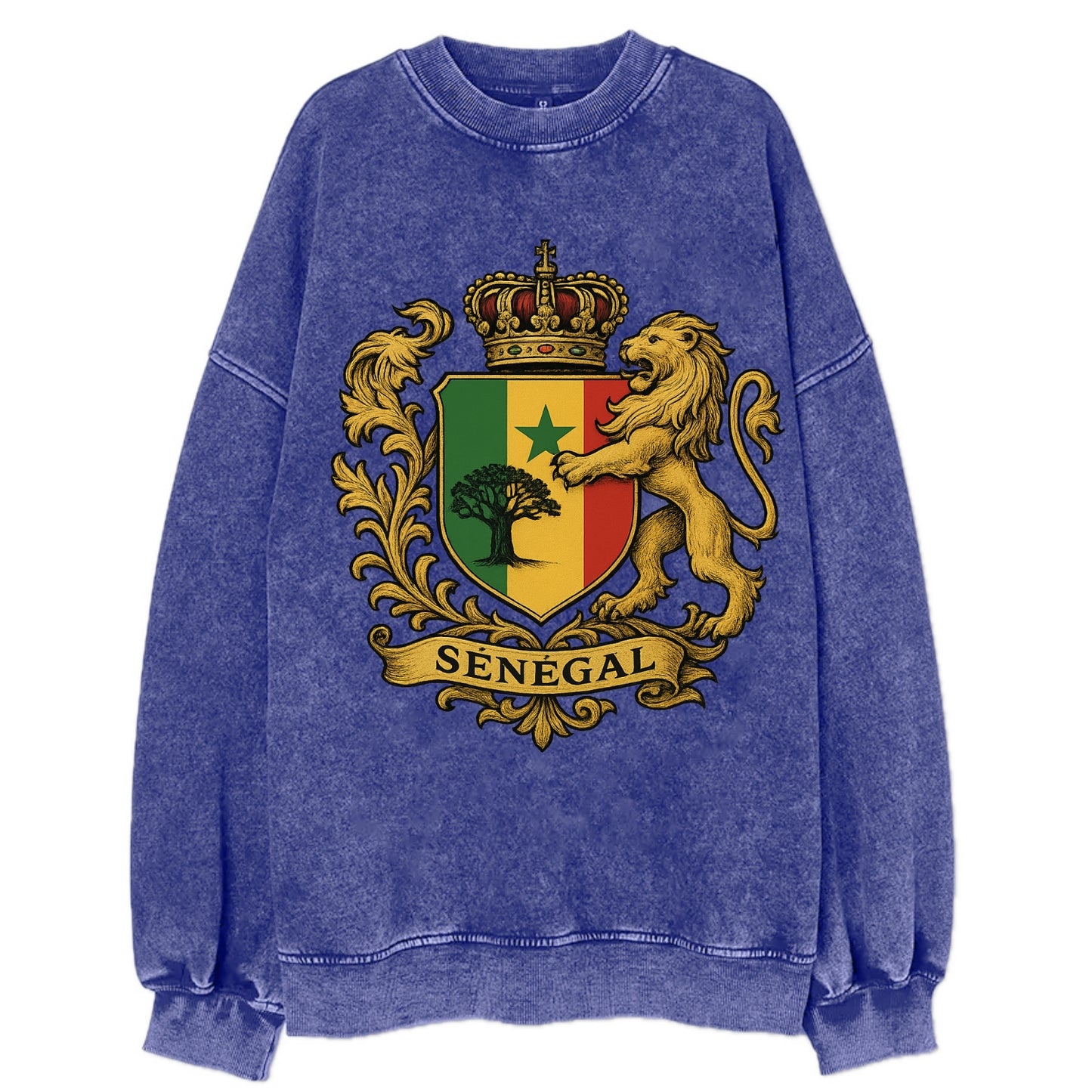 Senegal Lion Emblem - Vintage Sweatshirt - Blue