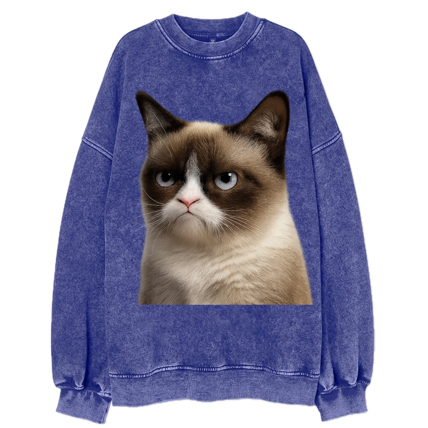 Grumpy Cat Expression - Vintage Sweatshirt - Blue