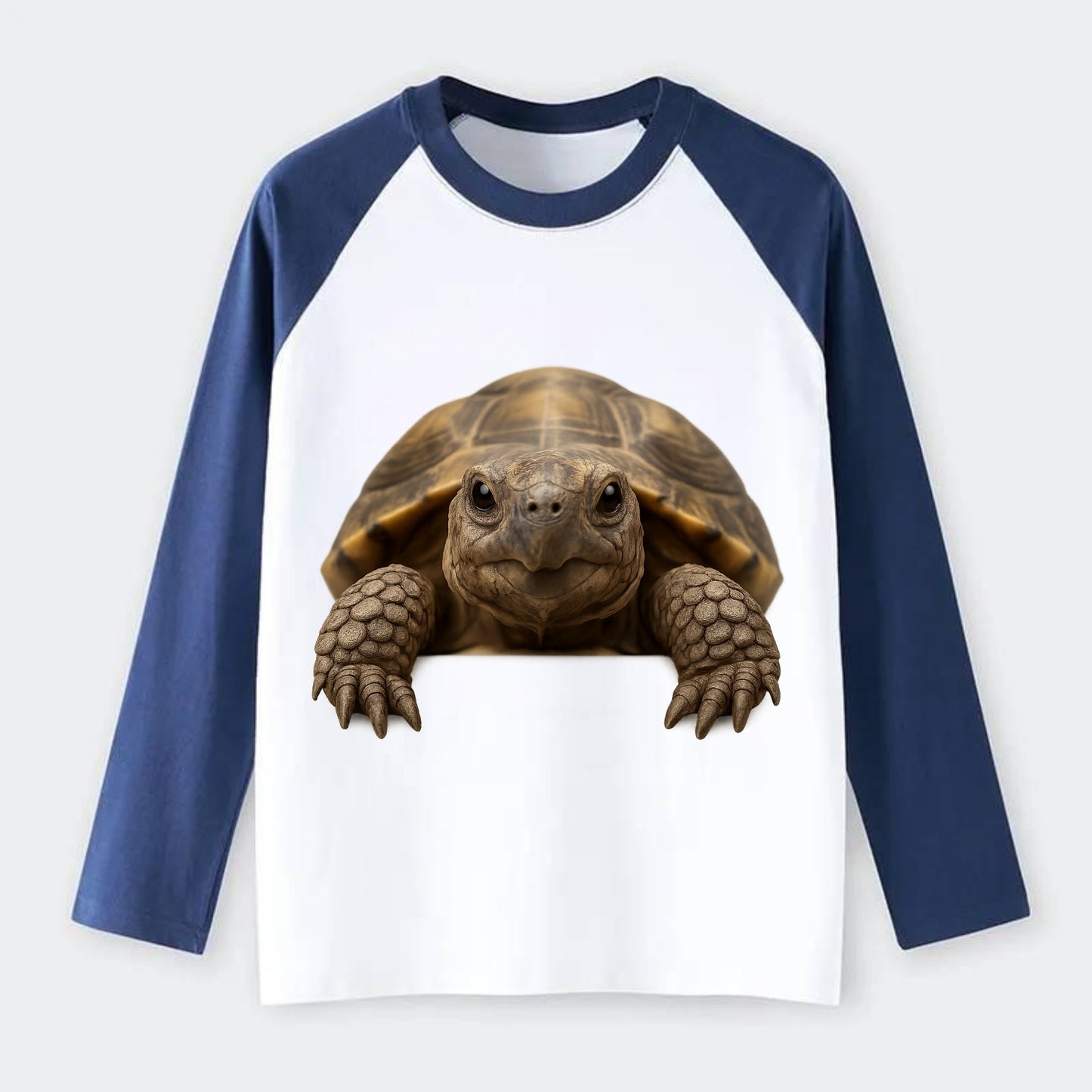 Tortoise - Raglan Long Sleeve T-Shirt - Blue