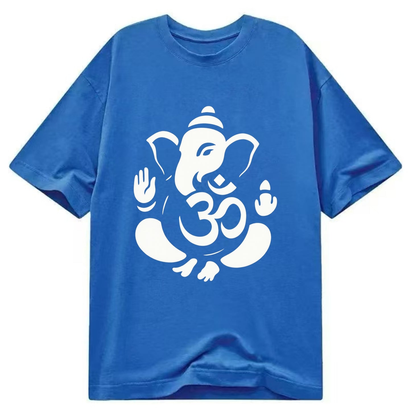 Ganesha elephant silhouette - negative space creates om symbol - Classic T-shirt - Blue