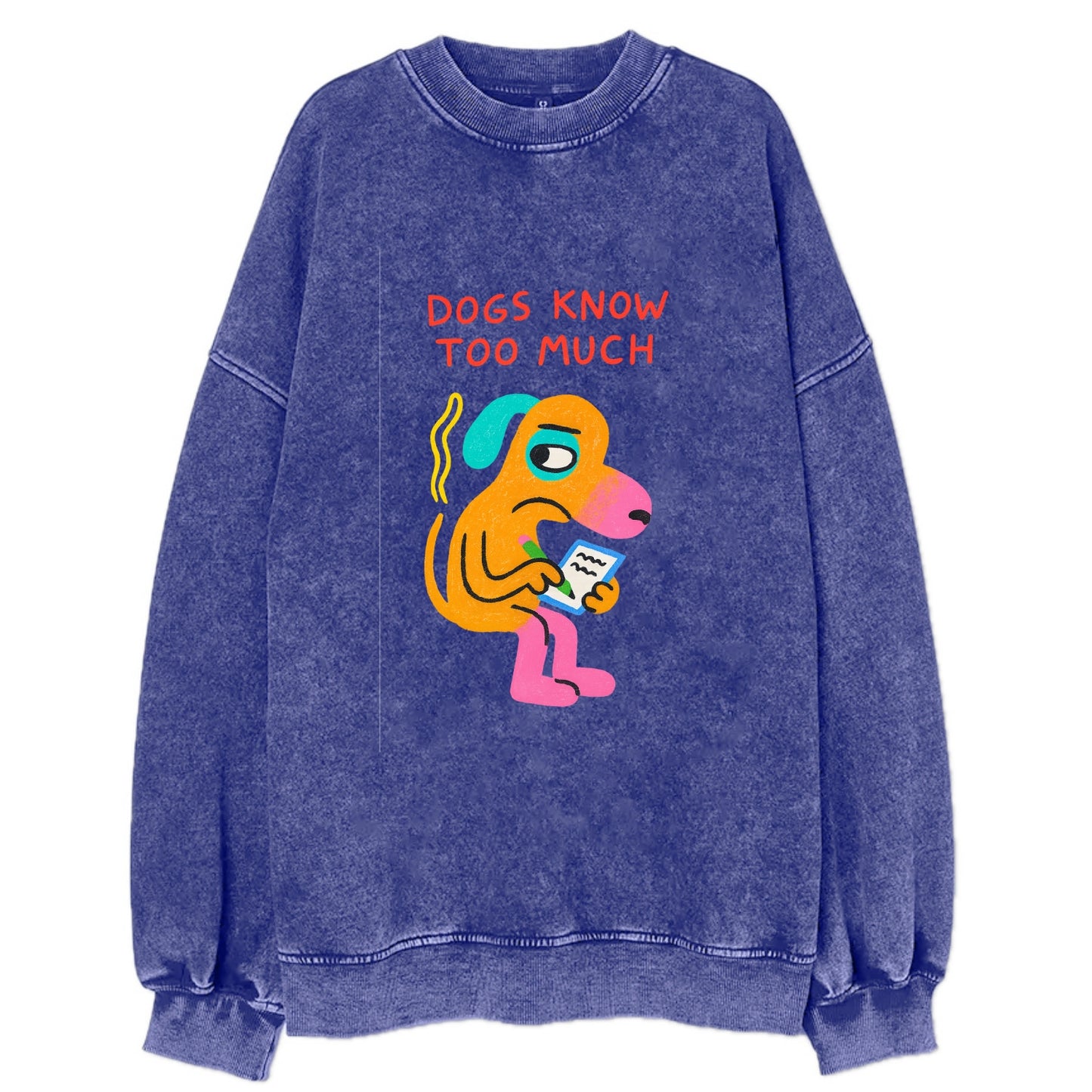 CATS OWN YOU | Cat on throne pointing down - Vintage Sweatshirt - Blue