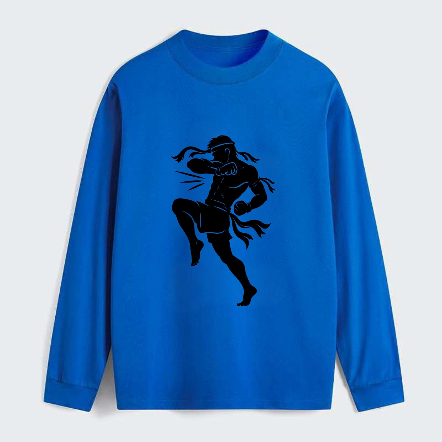 Thai Muay Thai fighter elbow strike - Classic Long Sleeve Shirt - Blue