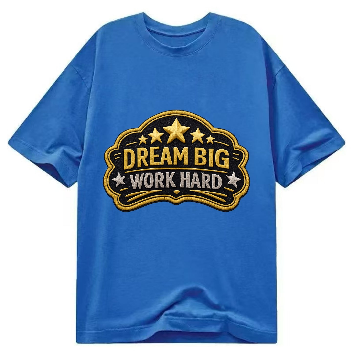DREAM BIG WORK HARD - stars with text in gold , aspiration - Classic T-shirt - Blue