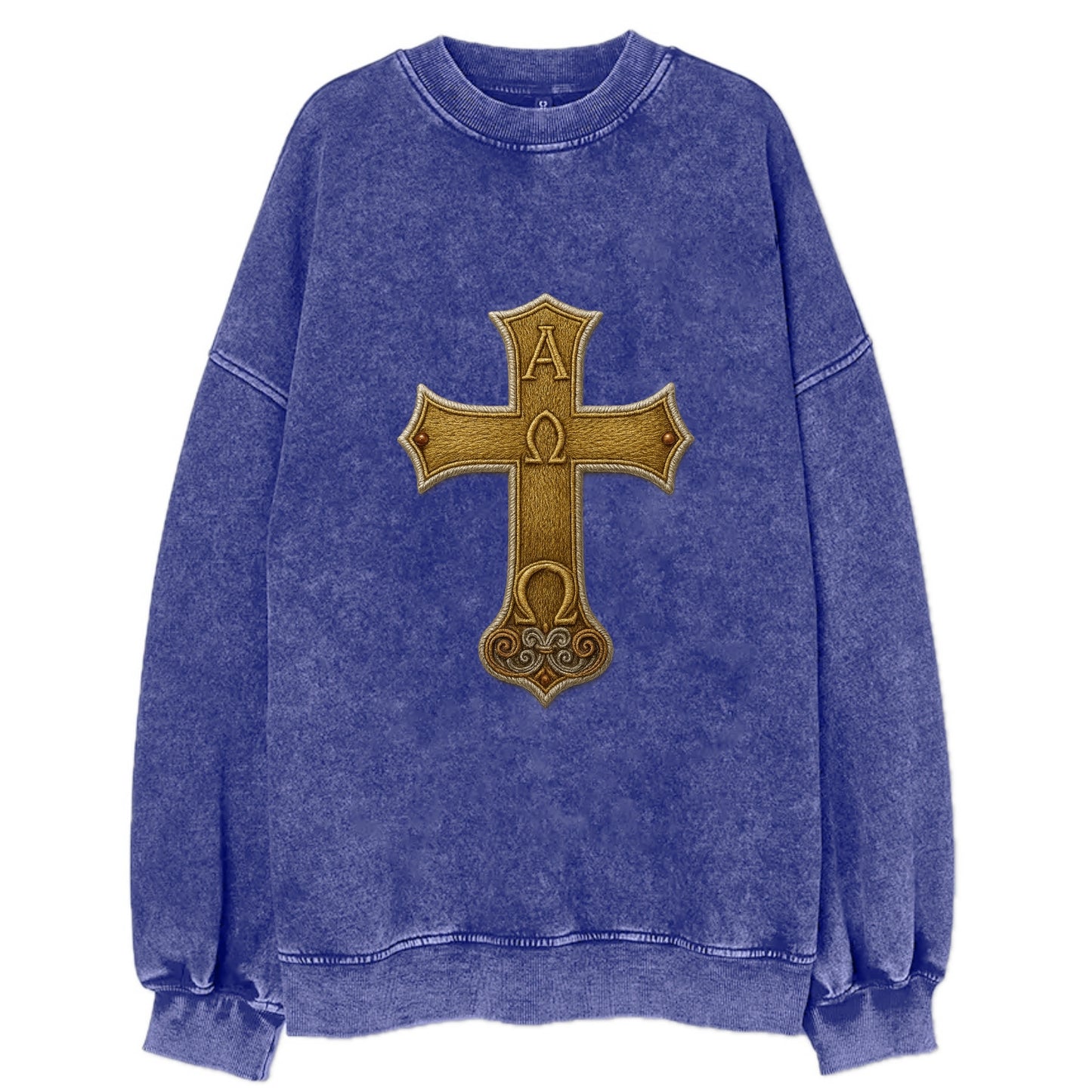 Alpha Omega Cross - Vintage Sweatshirt - Blue