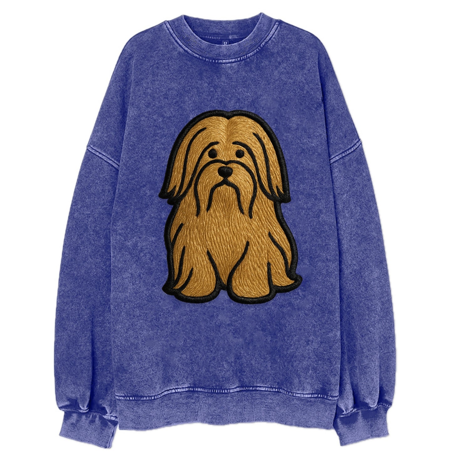 Lhasa Apso - Trendy long-haired design w - Vintage Sweatshirt - Blue