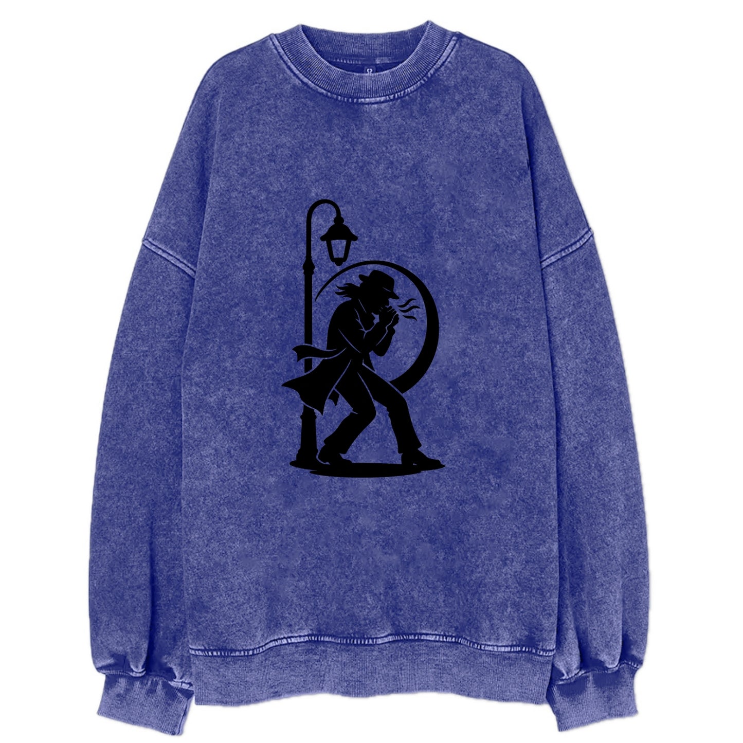 Blues harmonica player under streetlight - Vintage Sweatshirt - Blue