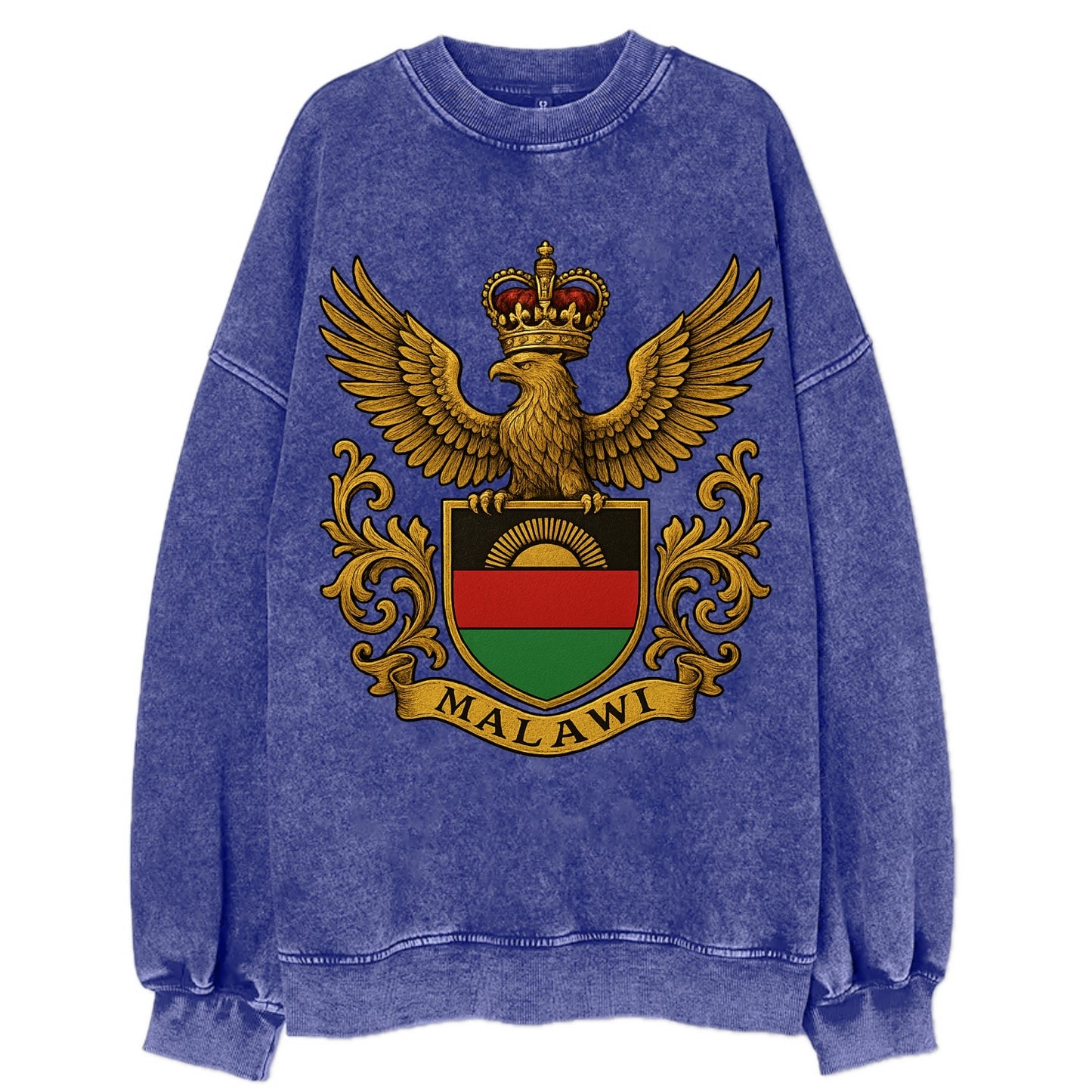 Malawi Royal Logo - Vintage Sweatshirt - Blue