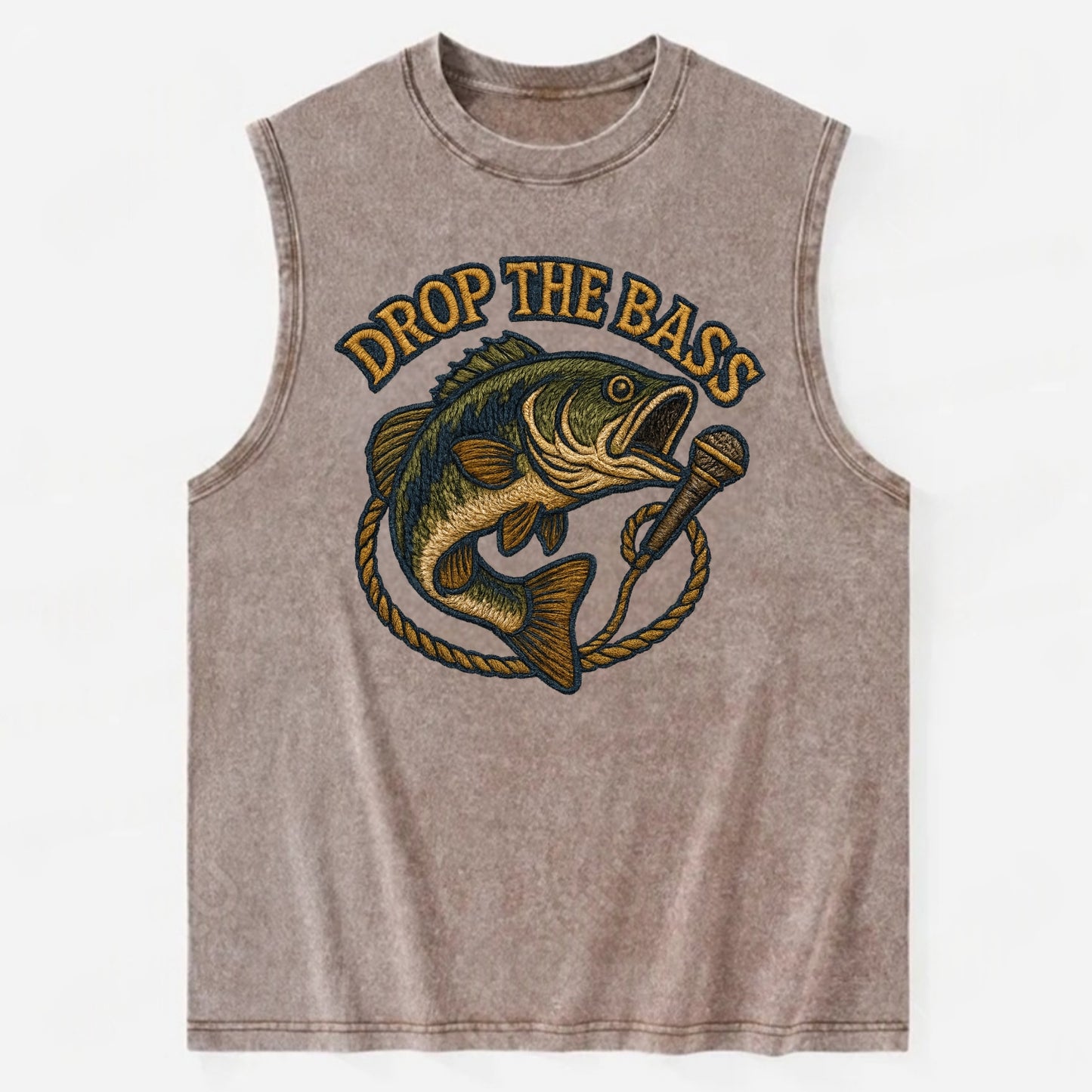 Drop The Bass - Vintage Washed Tank - Brown