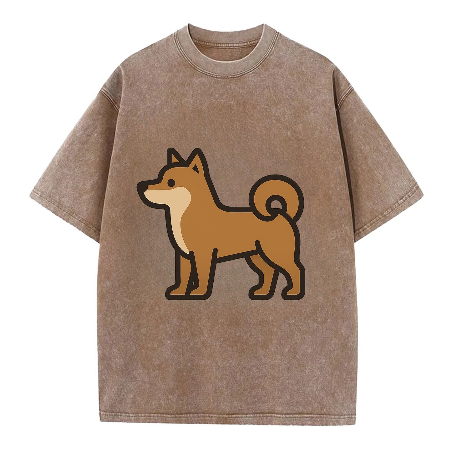 Shiba Inu - Red sesame flat side profile - Vintage T-shirt - Brown
