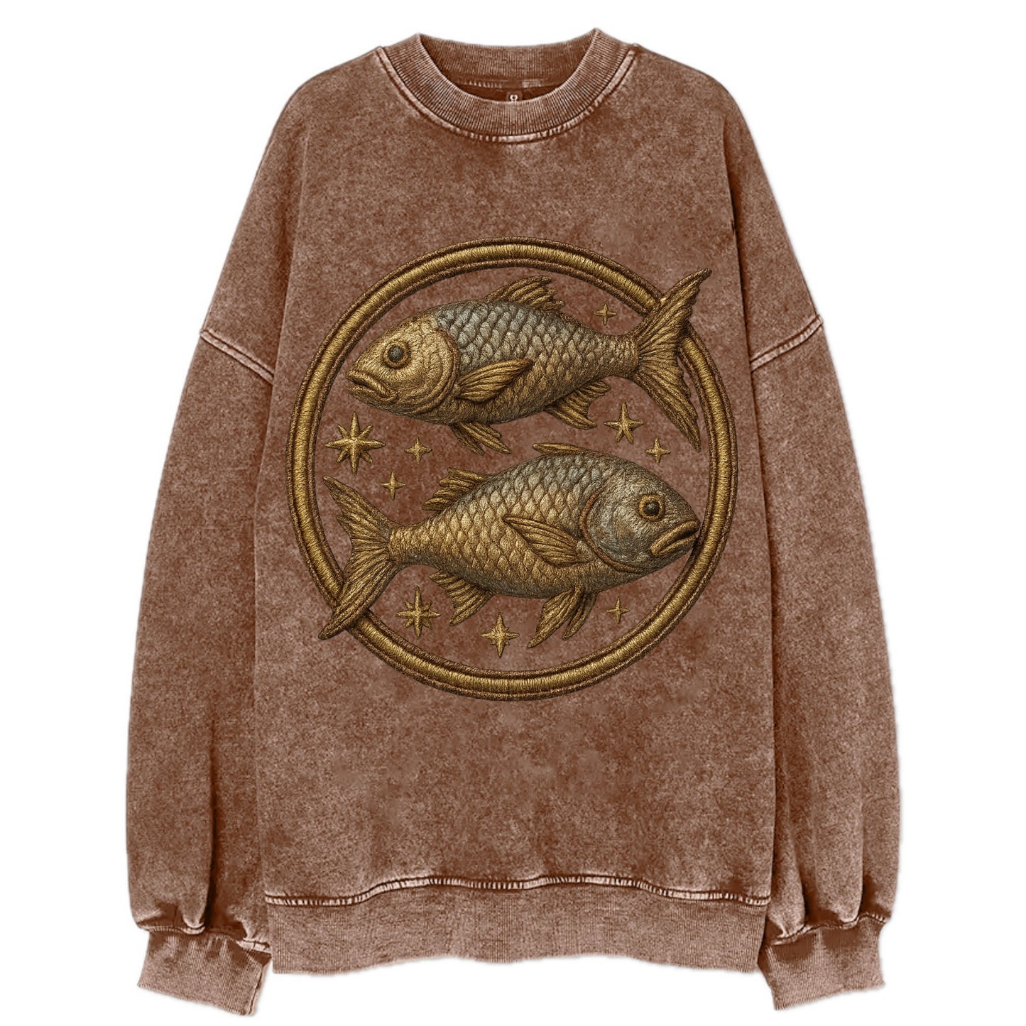 Pisces Fish - Vintage Sweatshirt - Brown