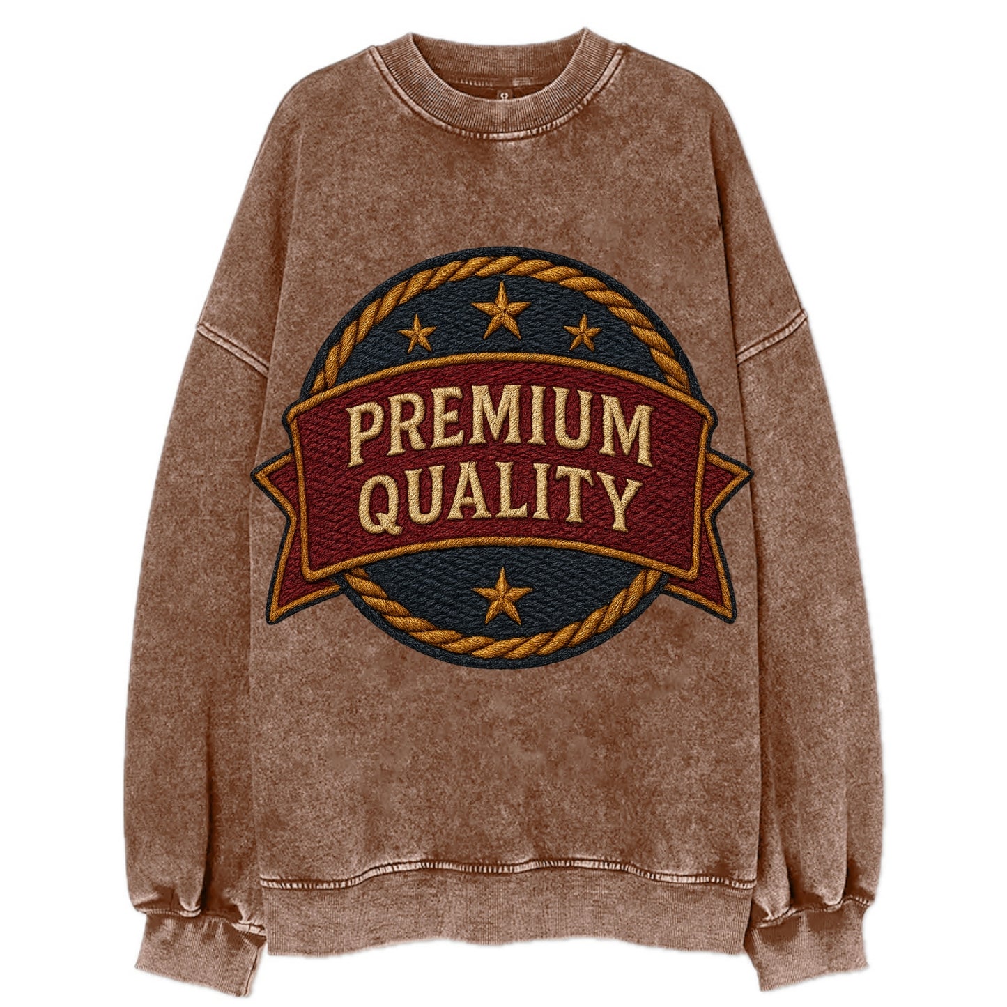 Premium Quality Badge - Vintage Sweatshirt - Brown