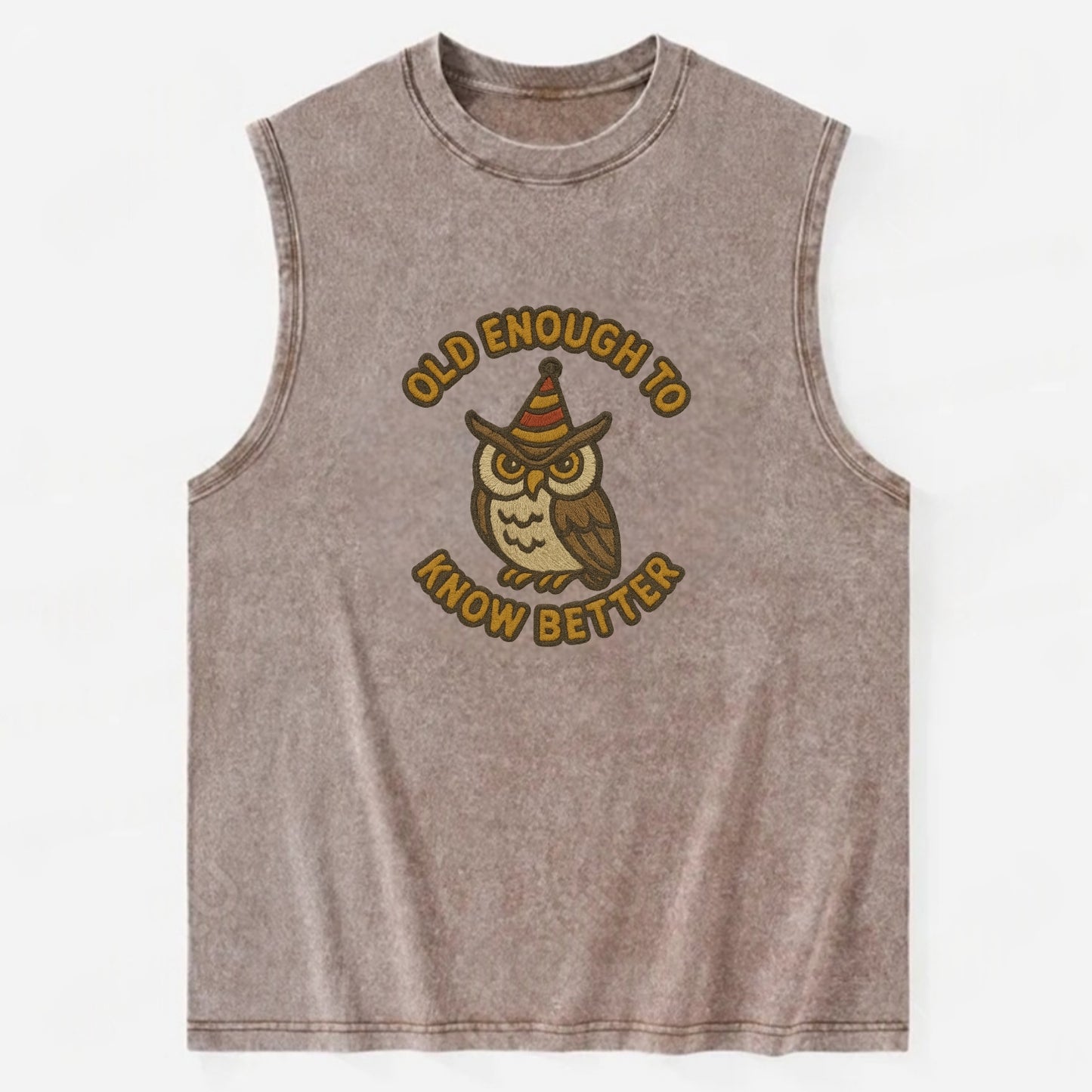 Old Enough To Know Better - Vintage Washed Tank - Brown