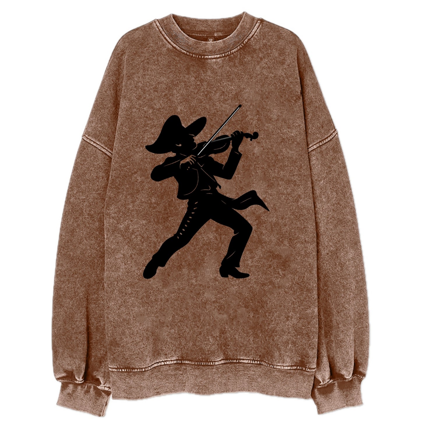Mariachi violinist passionate performance - Vintage Sweatshirt - Brown